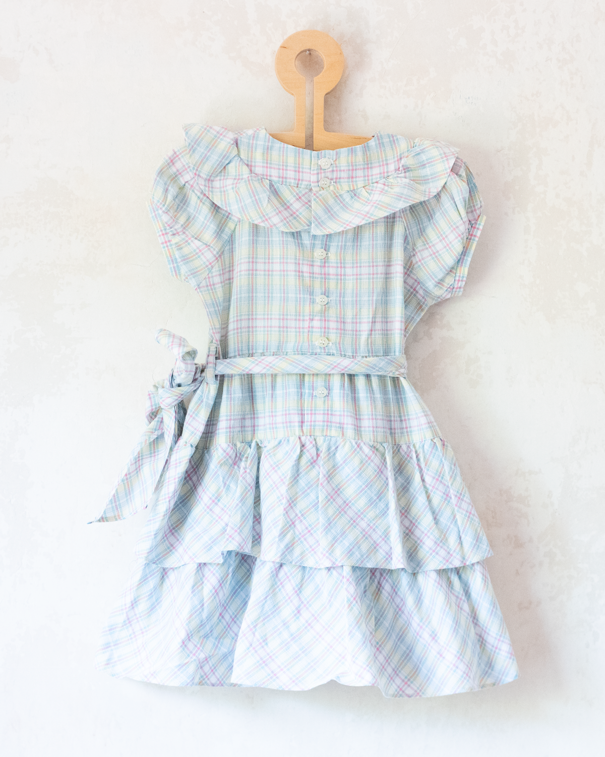 Pastel plaid dress with muslin | 2-3 years
