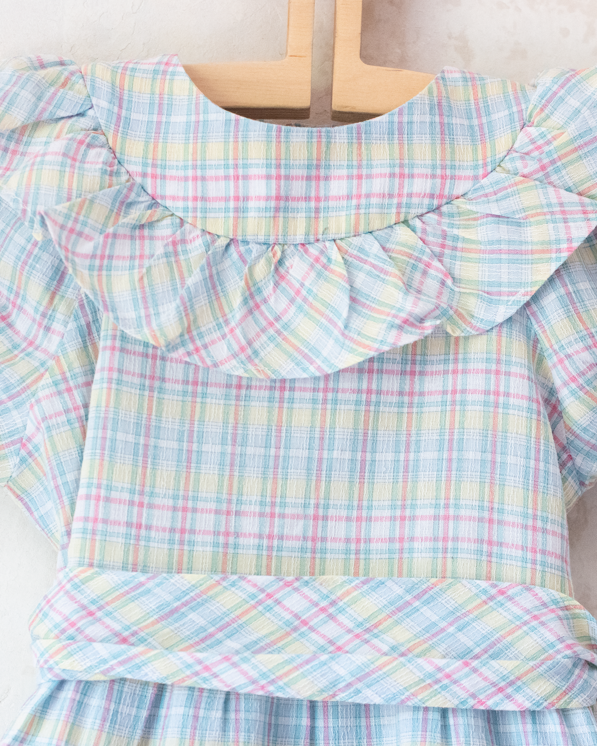 Pastel plaid dress with muslin | 2-3 years