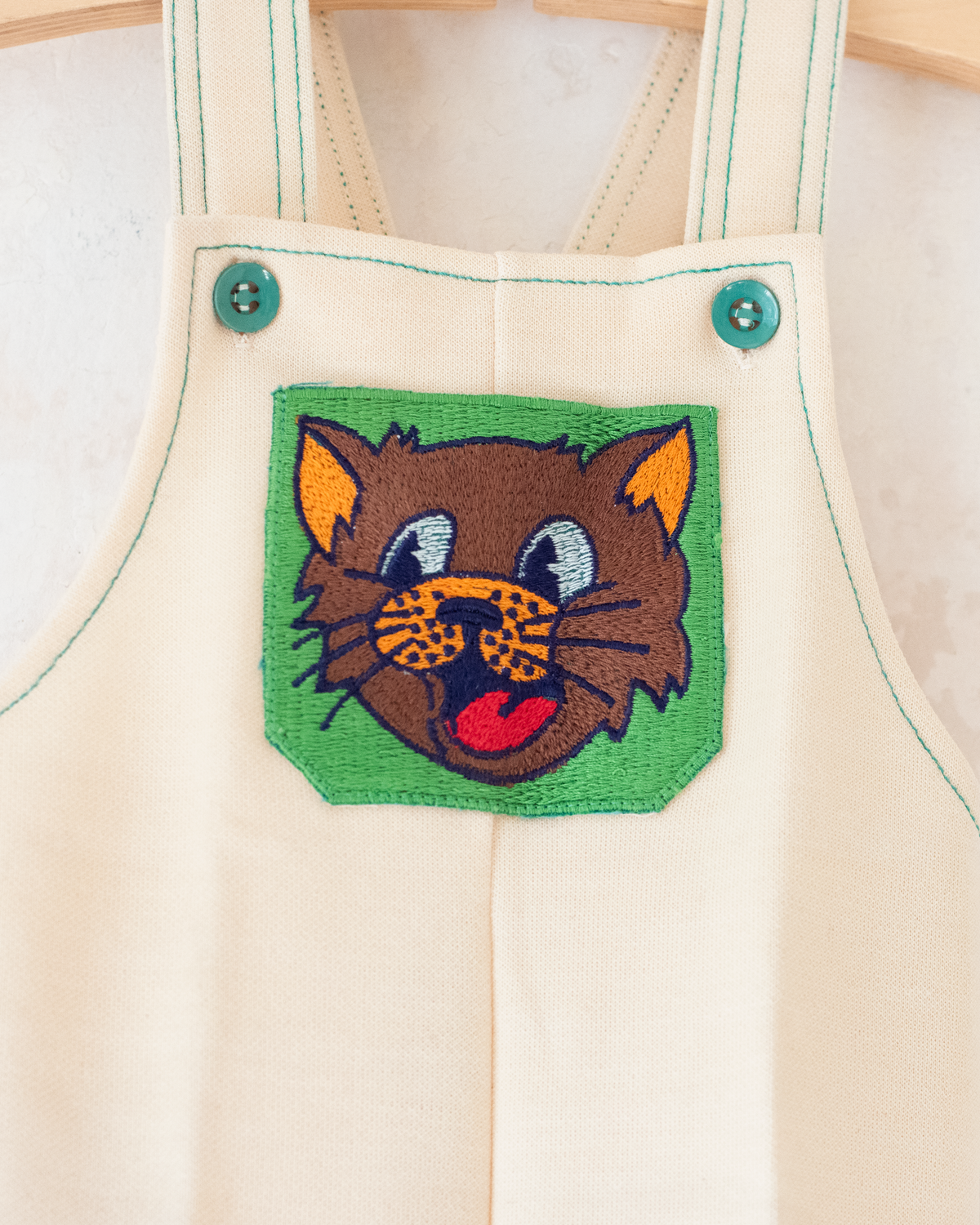 Vintage Petits Bateaux romper with embroidered cat | 6-9 months