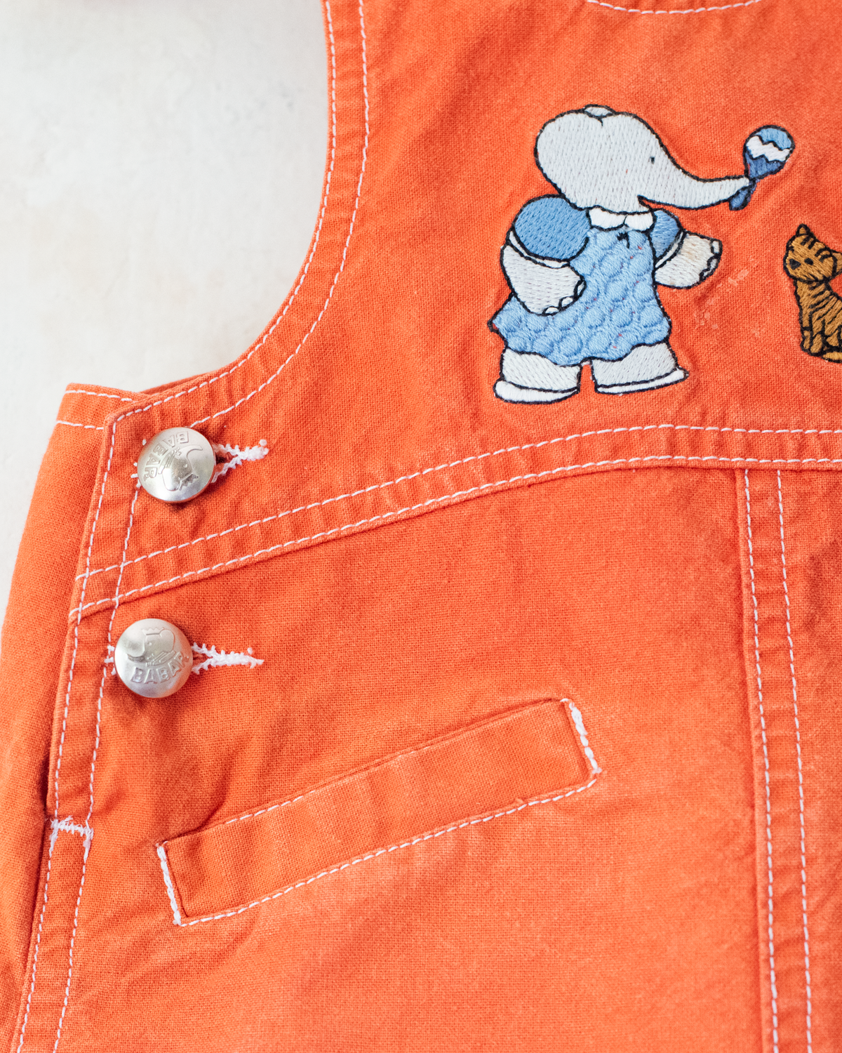 Orange sarafan with embroidery of the king and cat | 9-12 months