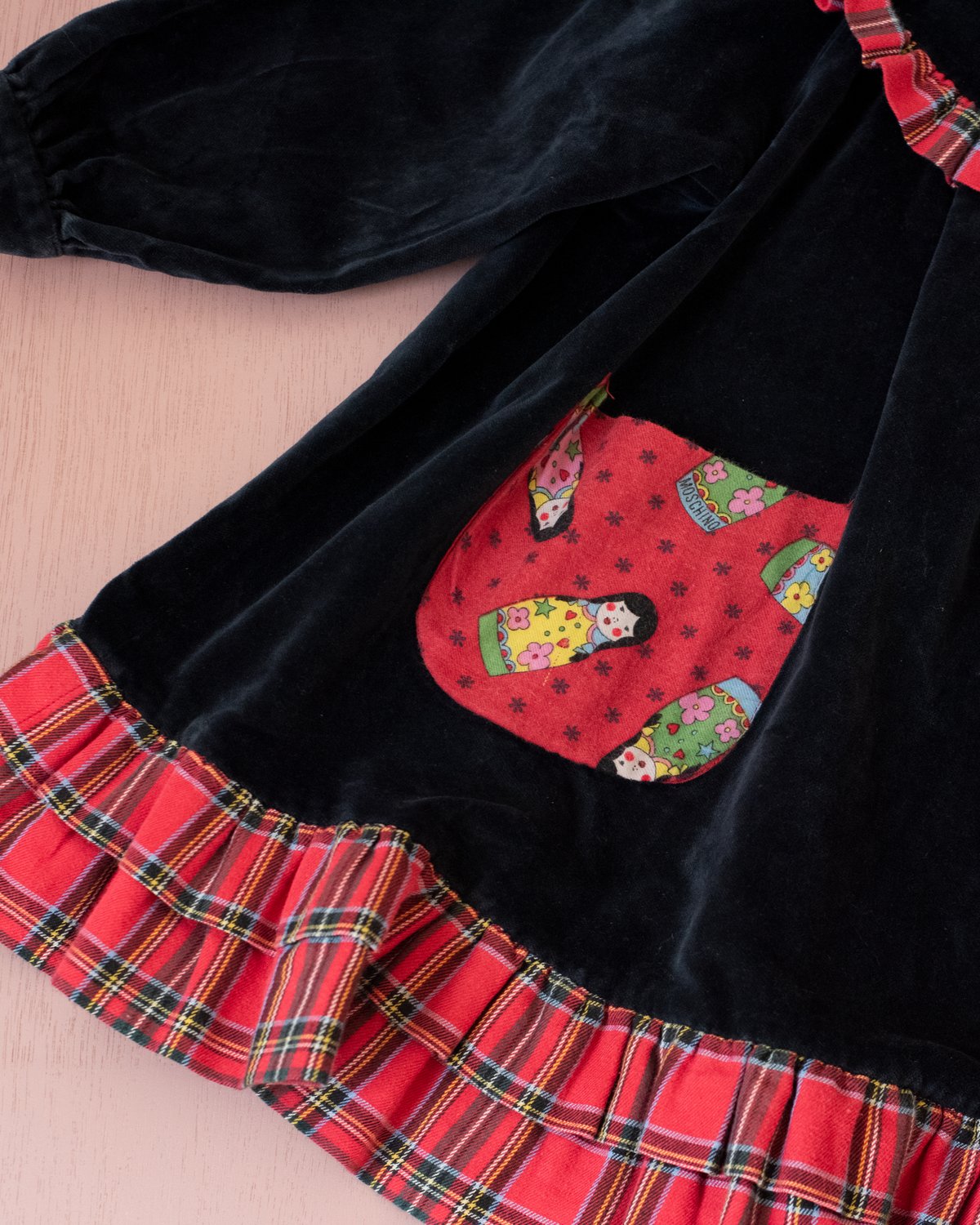 Moschino black velvet dress with babushkas | 2-3 years