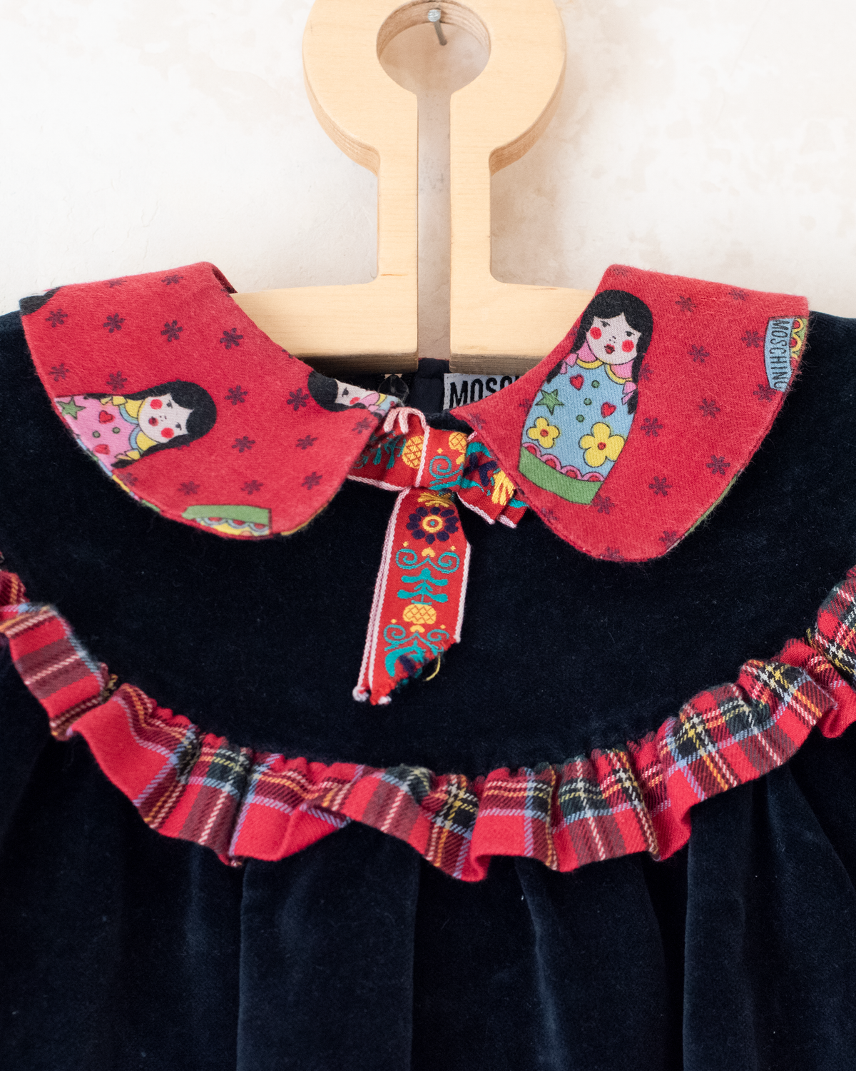 Moschino black velvet dress with babushkas | 2-3 years