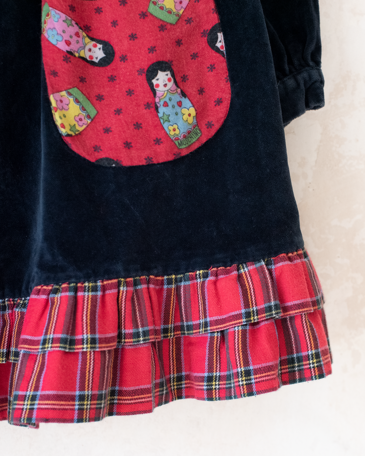Moschino black velvet dress with babushkas | 2-3 years