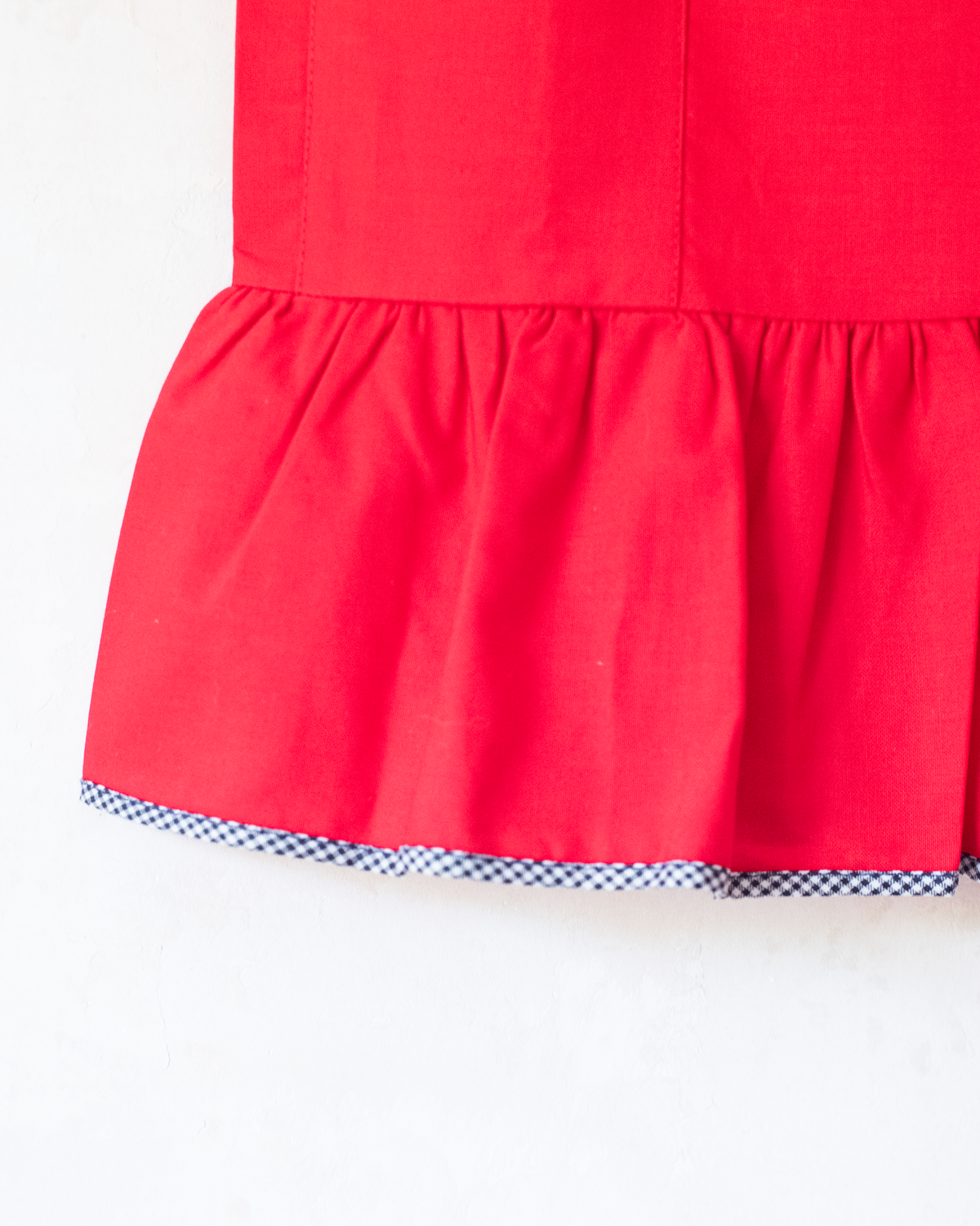 Red dress with embroidered anchor | French deadstock from the Sixties | 18-24 months