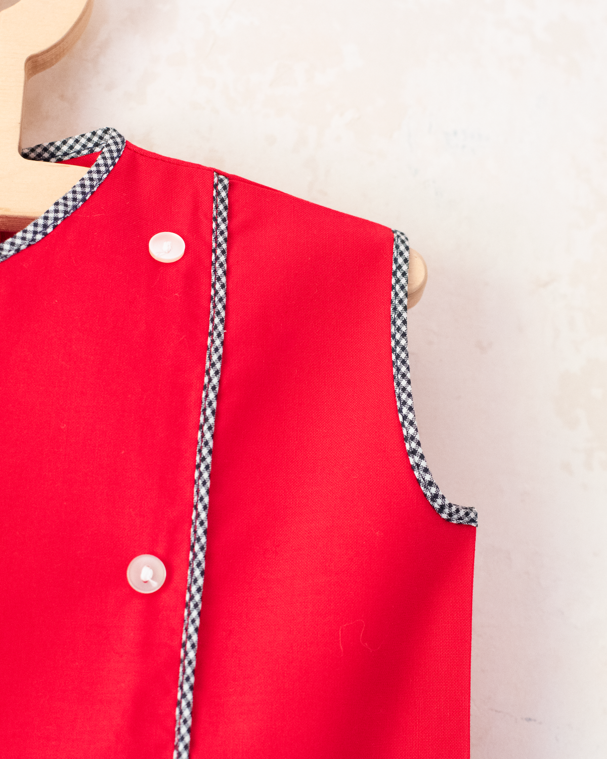 Red dress with embroidered anchor | French deadstock from the Sixties | 18-24 months