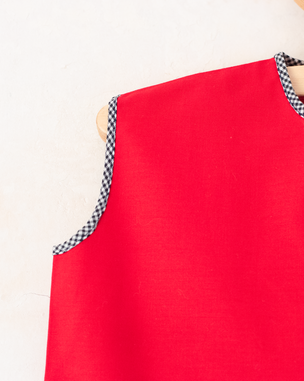 Red dress with embroidered anchor | French deadstock from the Sixties | 18-24 months