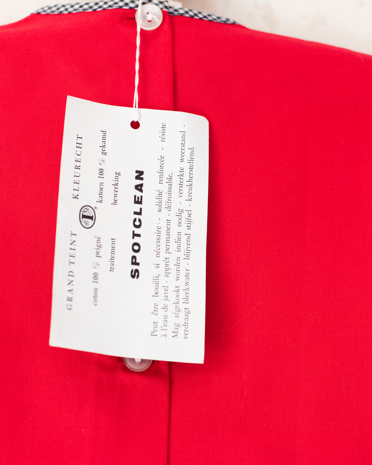 Red dress with embroidered anchor | French deadstock from the Sixties | 18-24 months