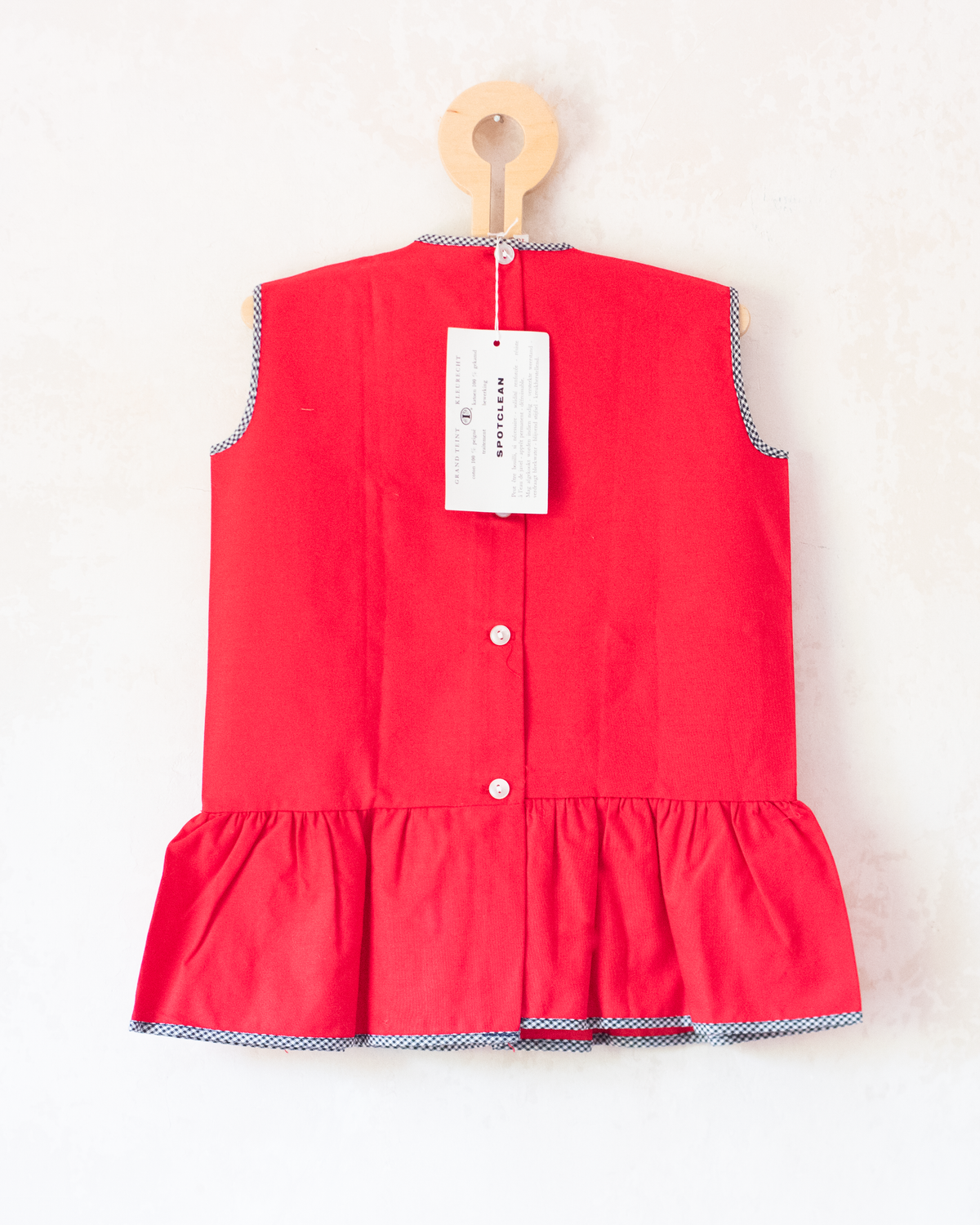 Red dress with embroidered anchor | French deadstock from the Sixties | 18-24 months