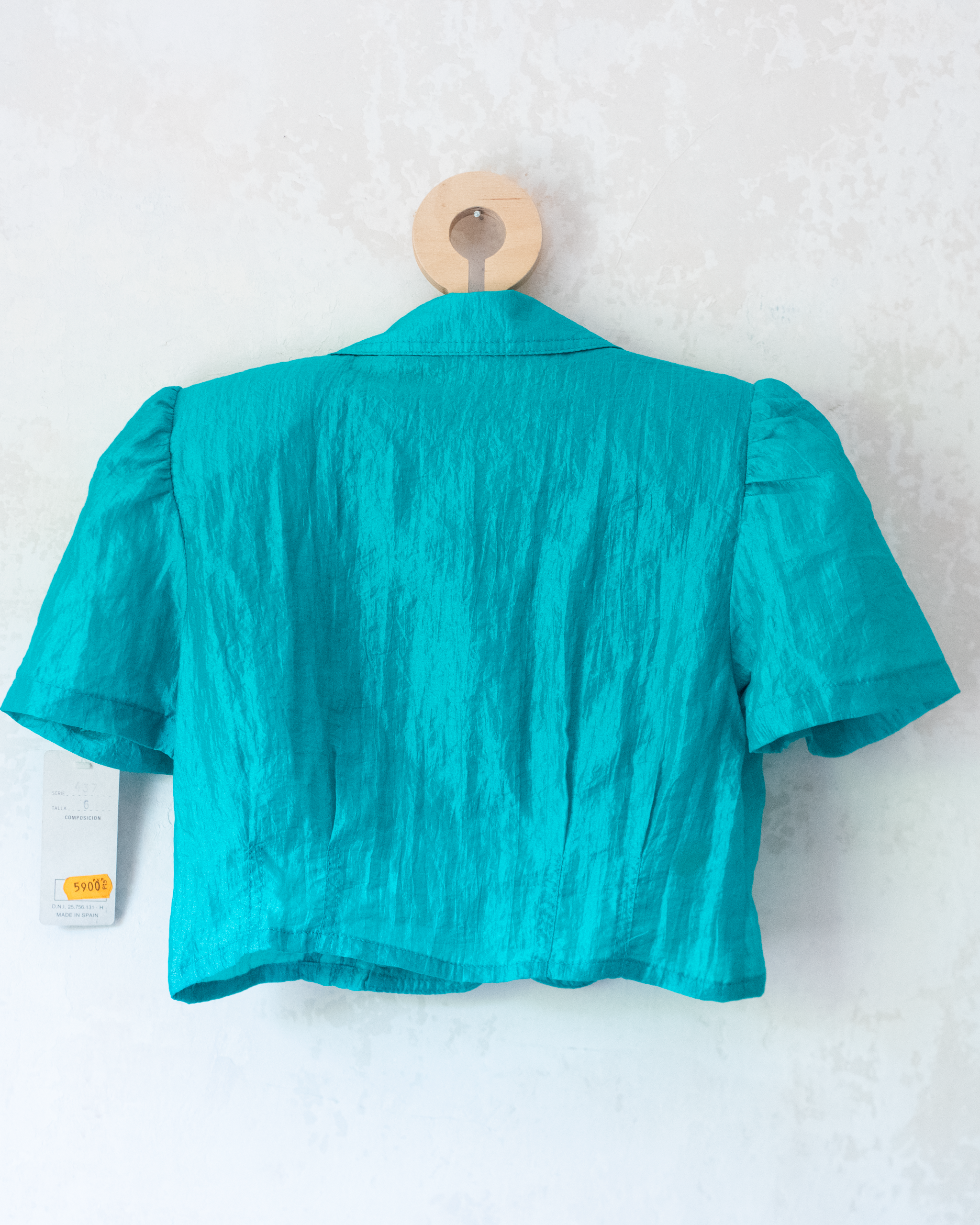 חולצת בטן ׳׳מקומטת׳׳ בצבע טורקיז | 6-7 שנים