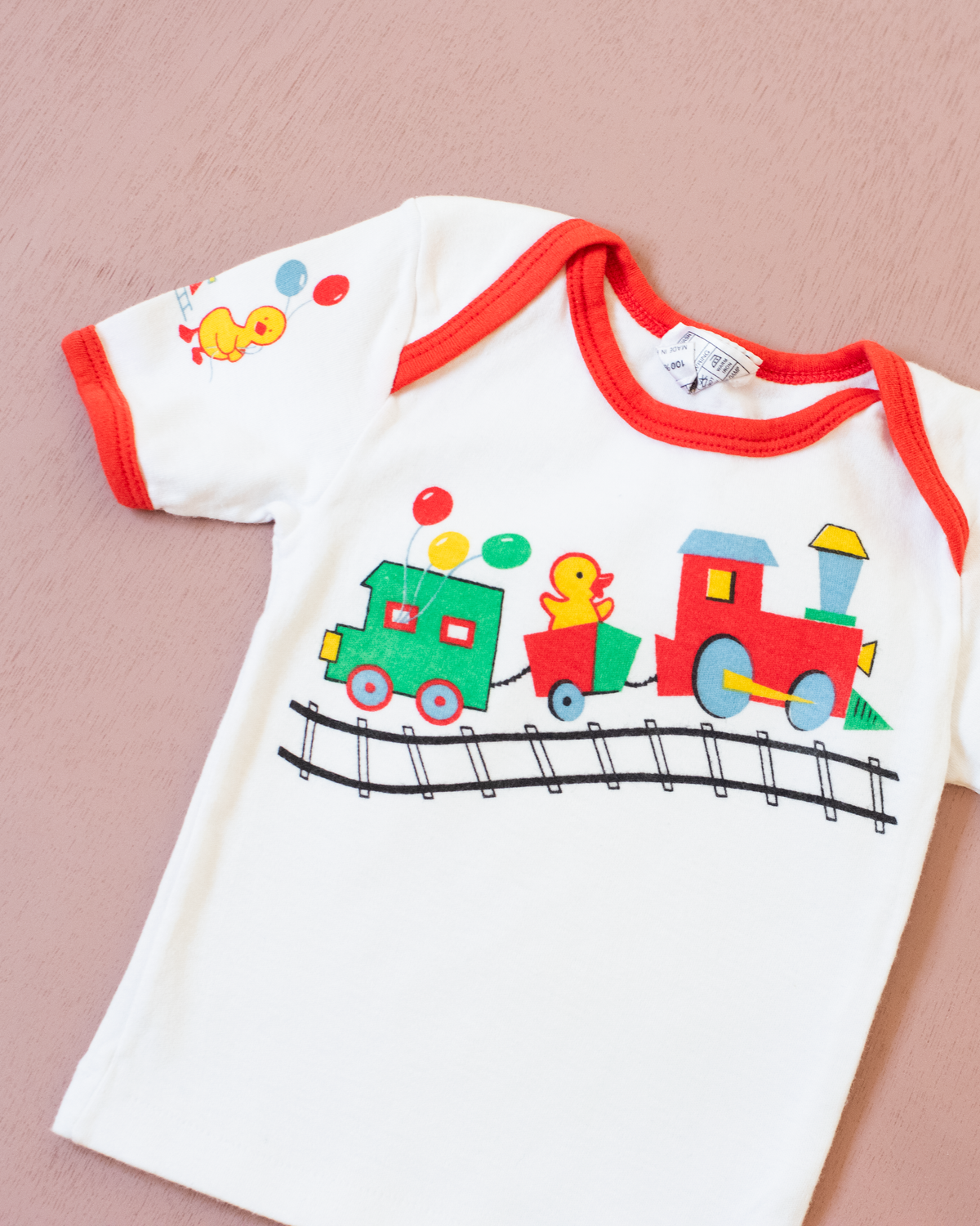 White T-shirt with nostalgic prints | 0-3 months