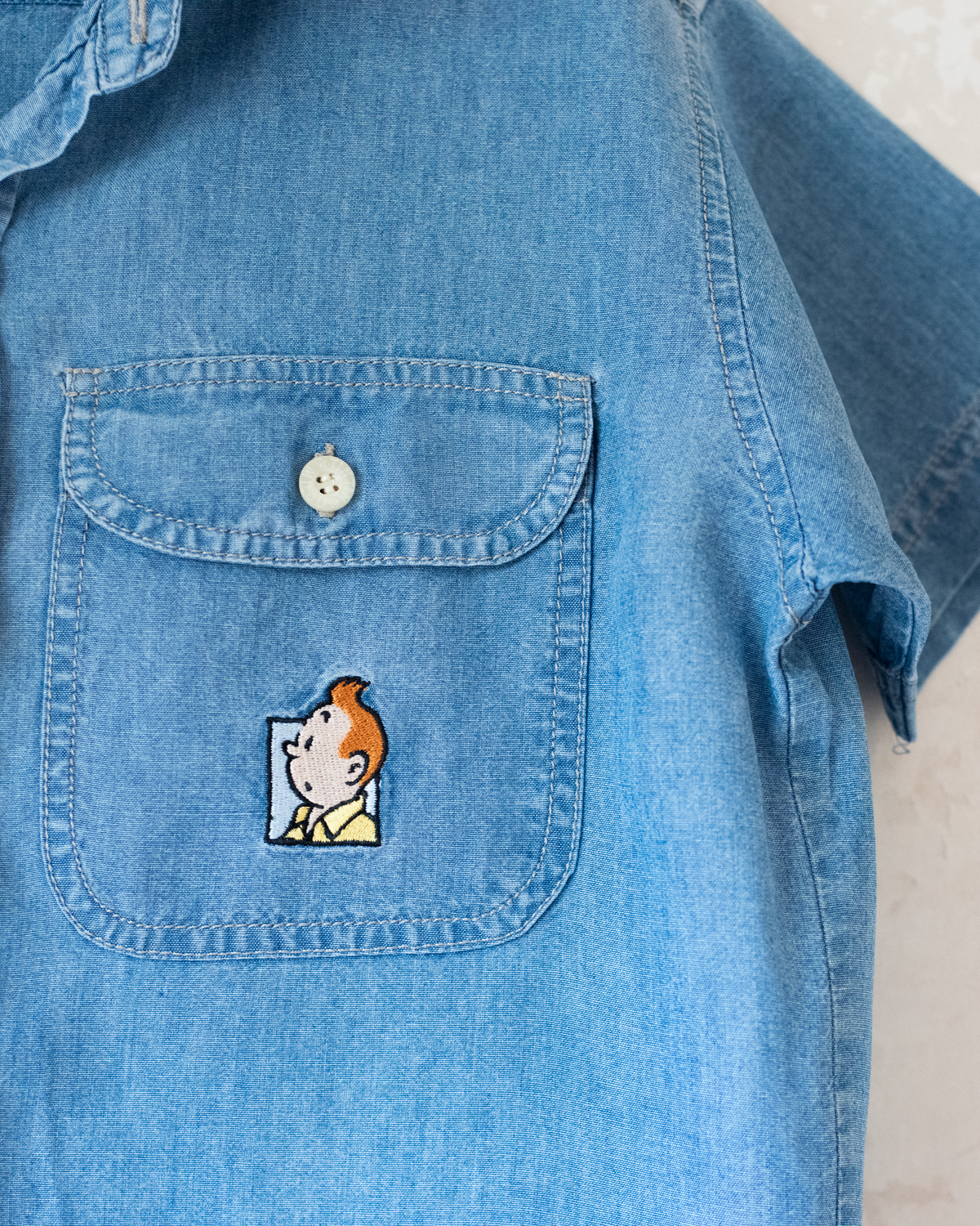 Tintin embroidered denim shirt | 3-4 years