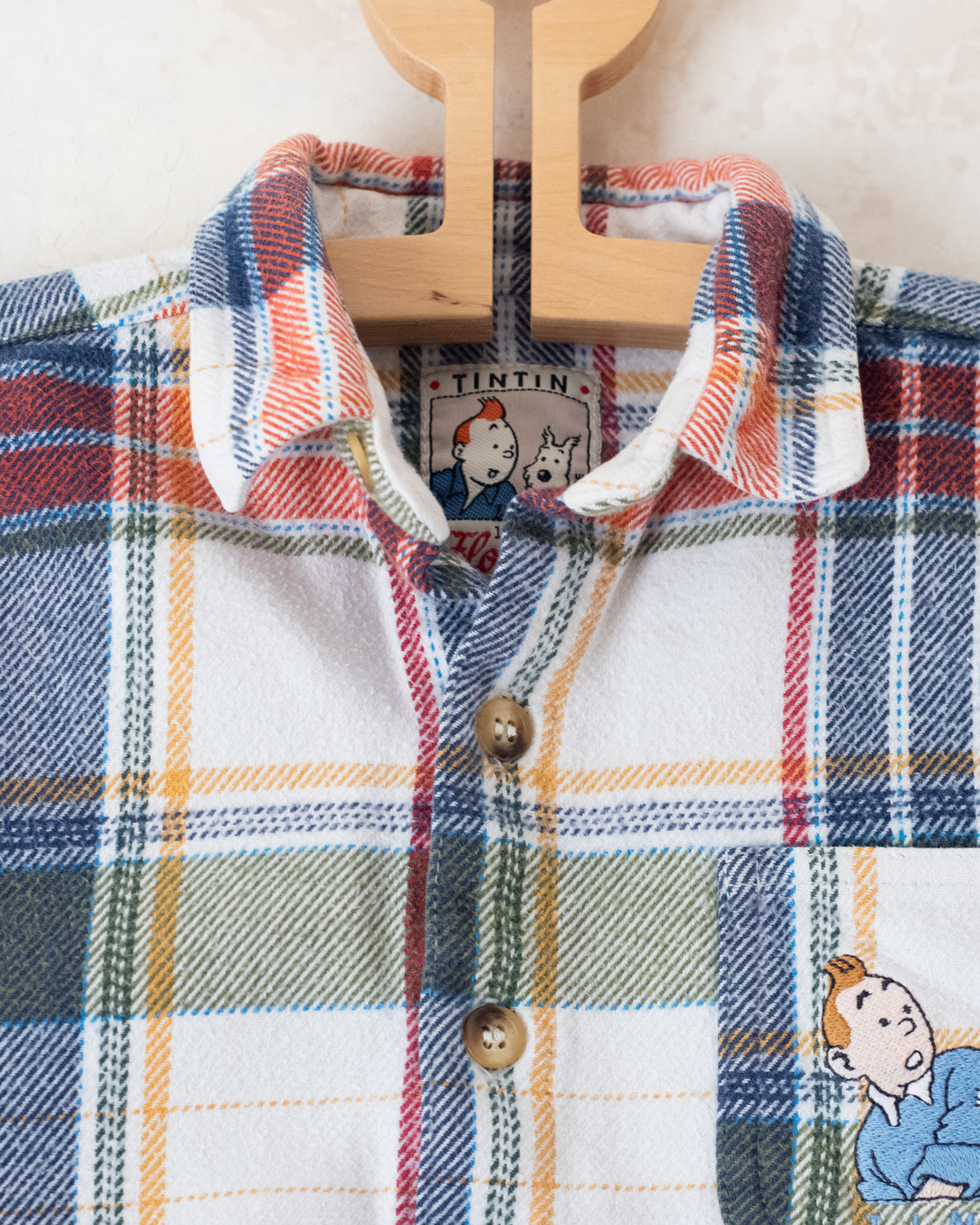 Checked button-up shirt with Tintin | 3-4 years