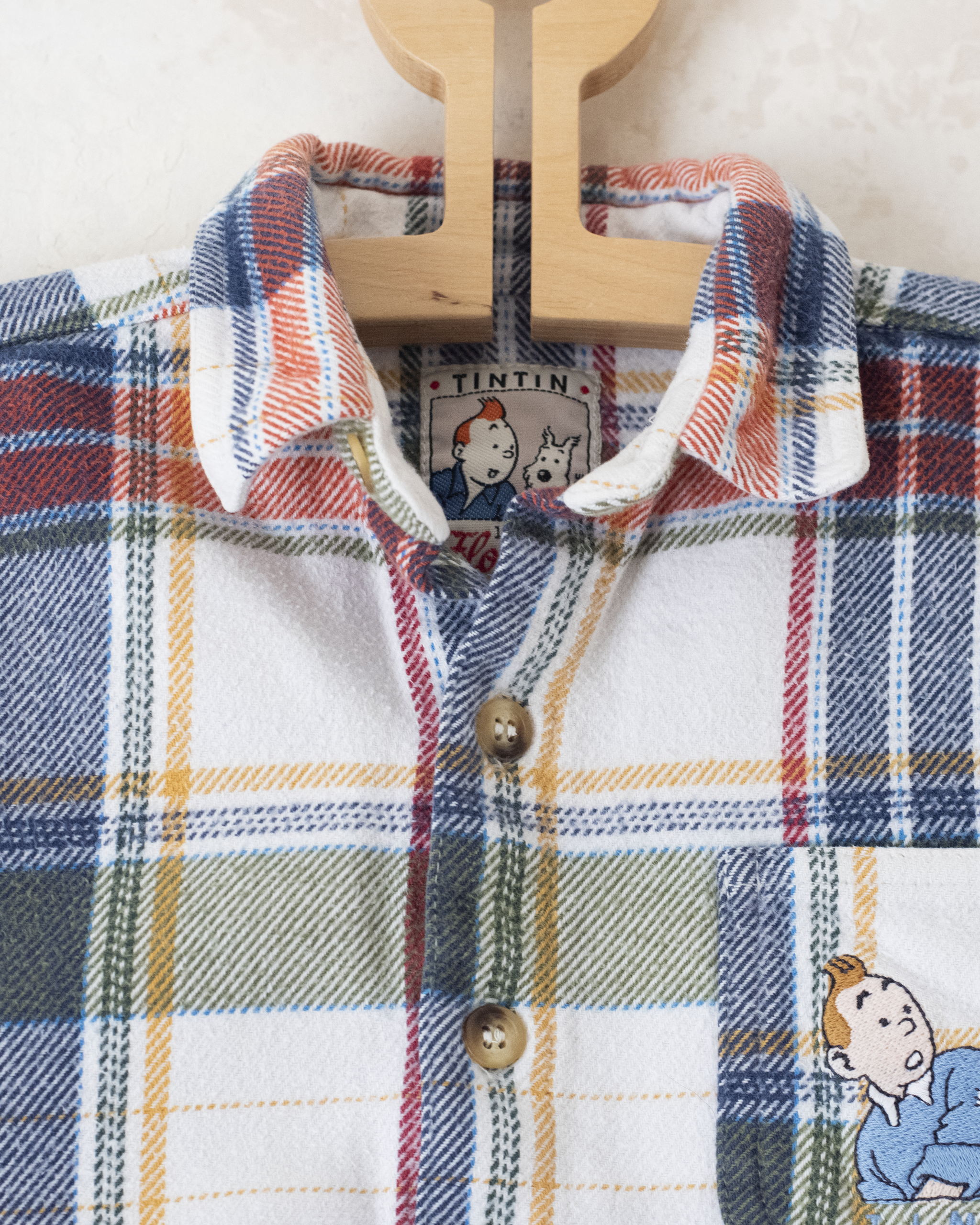 חולצה משובצת מכופתרת עם טינטין | 3-4 שנים