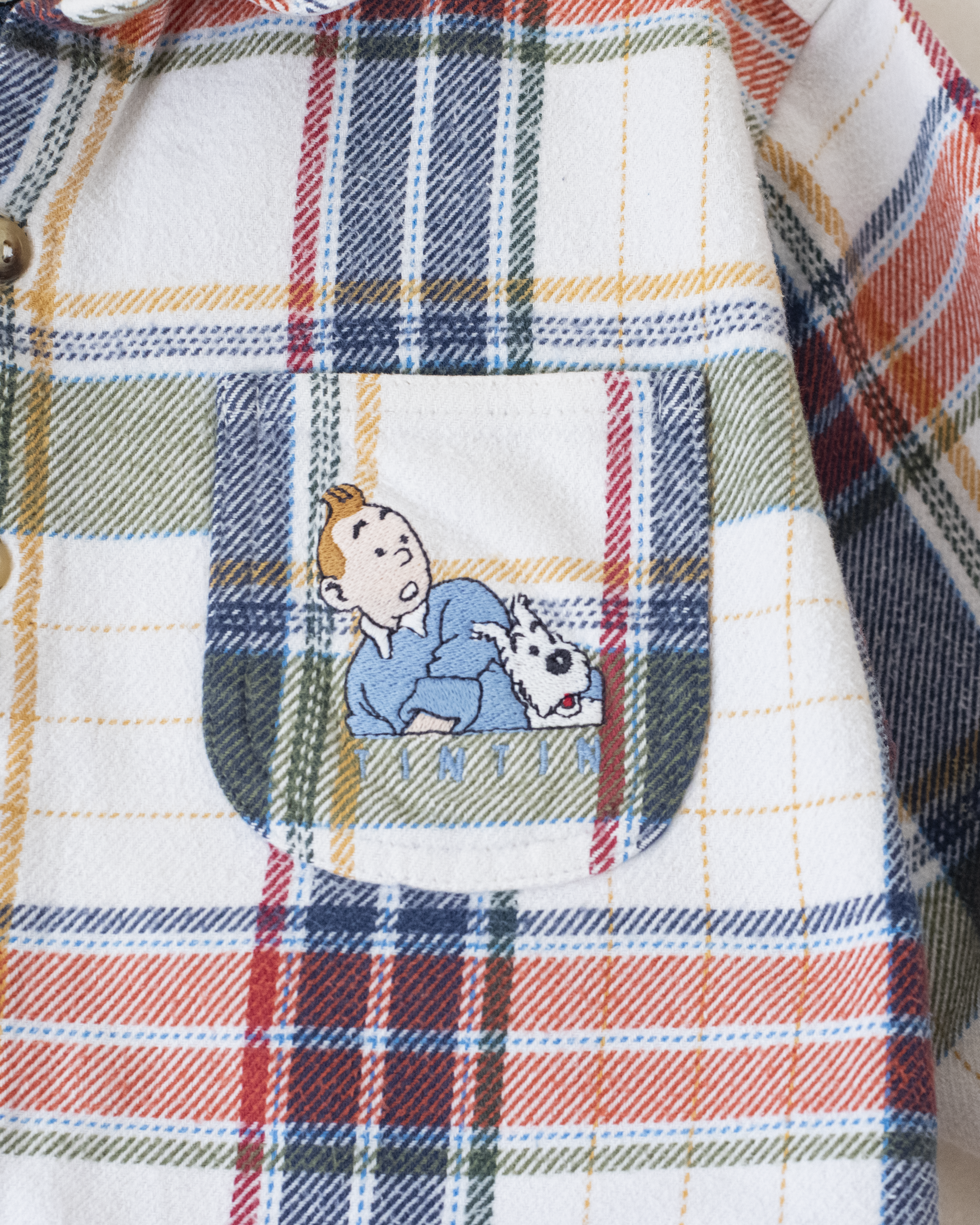 חולצה משובצת מכופתרת עם טינטין | 3-4 שנים