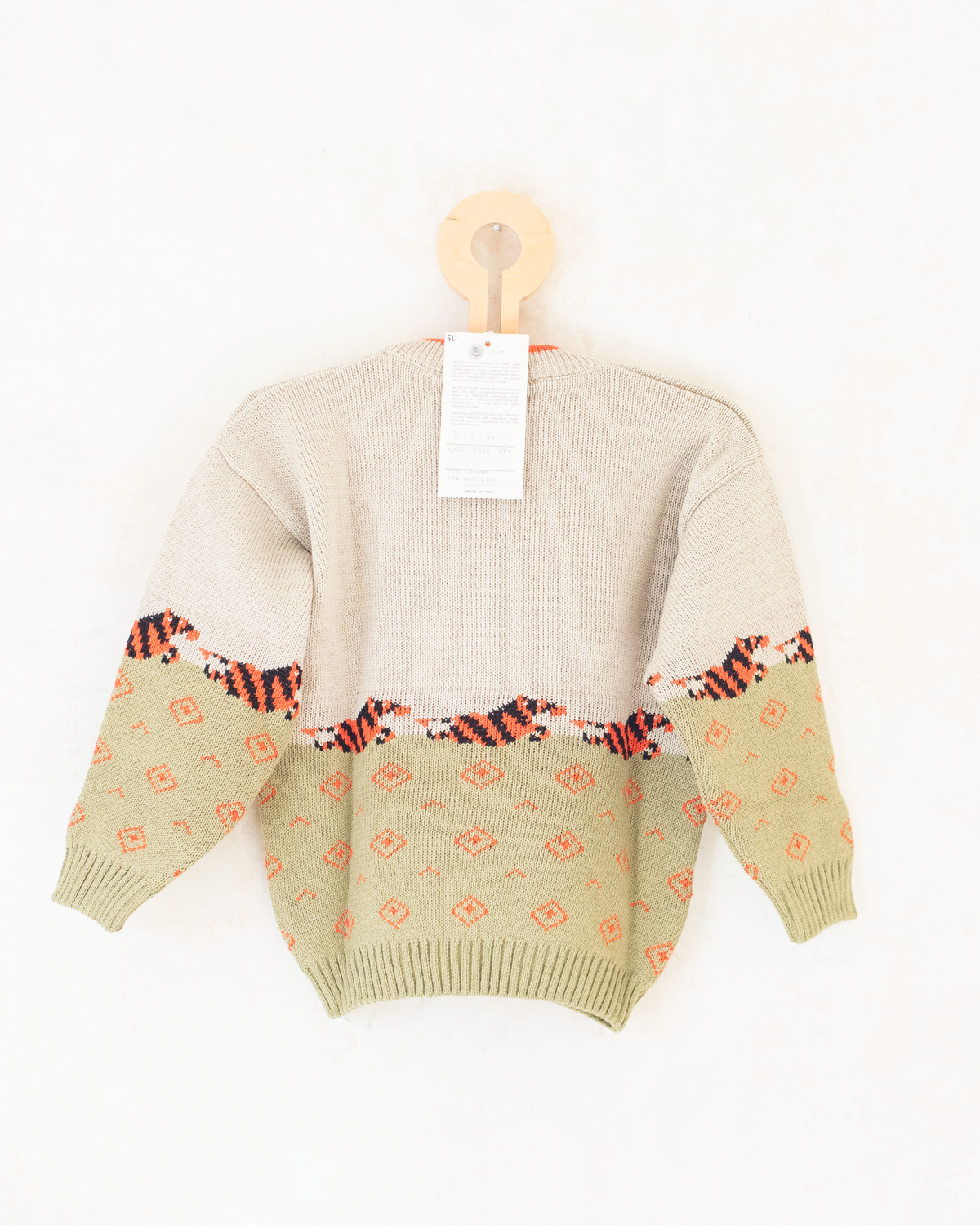 Beige knit with leopards | Italian deadstock | 3-4 years