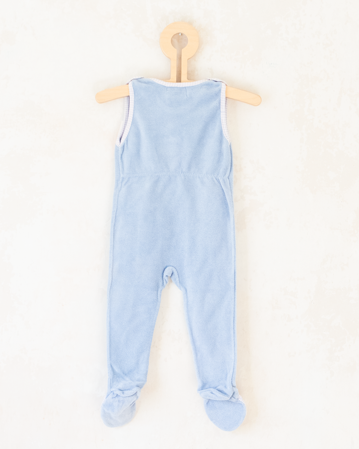 Light blue velvet overalls with a pair of ducks | French dead stock | 12-18 months