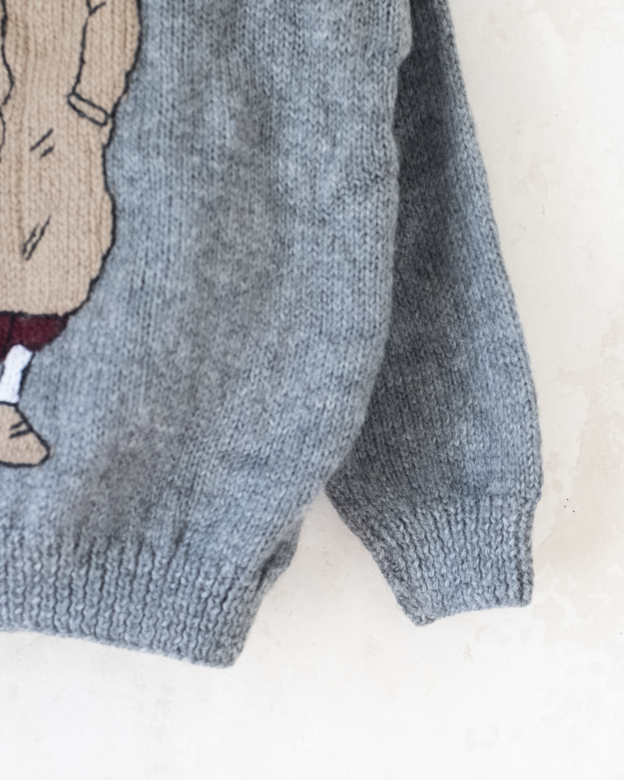 סוודר צמר אפור עם טינטין ומילו | 5-6 שנים