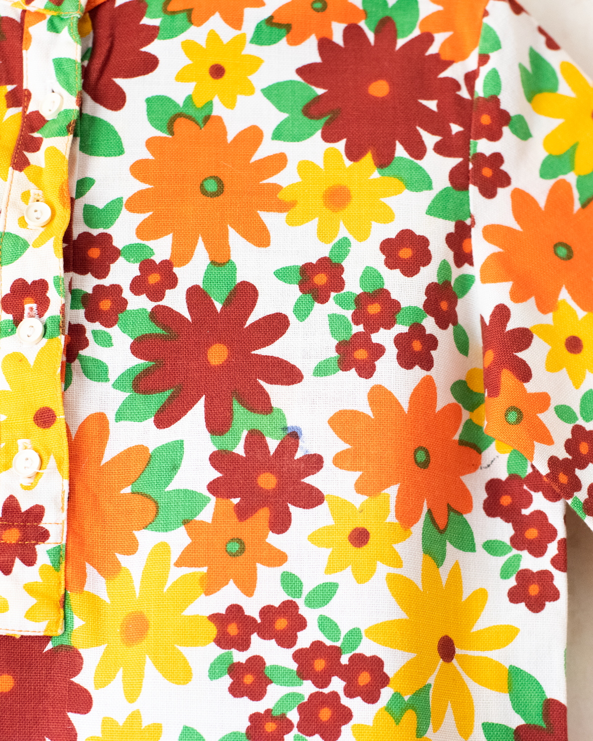 Floral dress in shades of orange from the 70s | 5-6 years