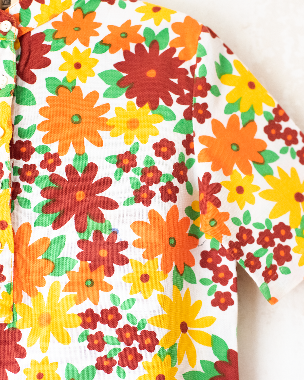 Floral dress in shades of orange from the 70s | 5-6 years
