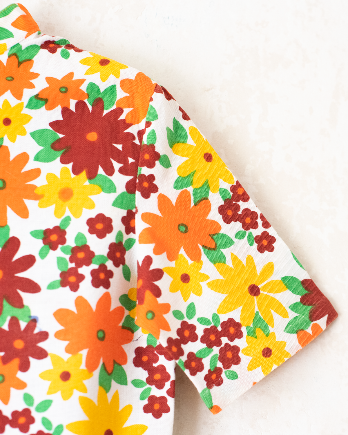 Floral dress in shades of orange from the 70s | 5-6 years