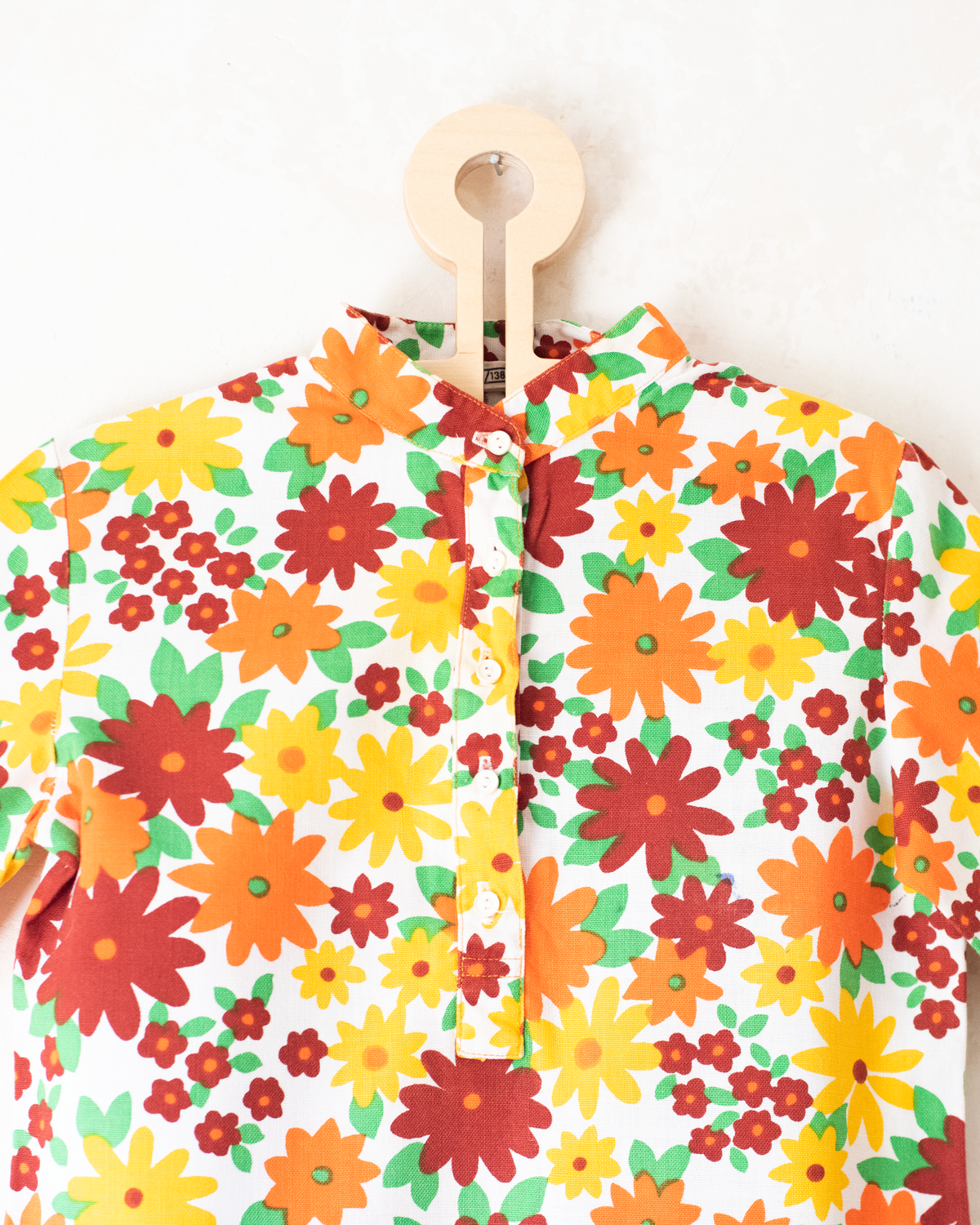 Floral dress in shades of orange from the 70s | 5-6 years