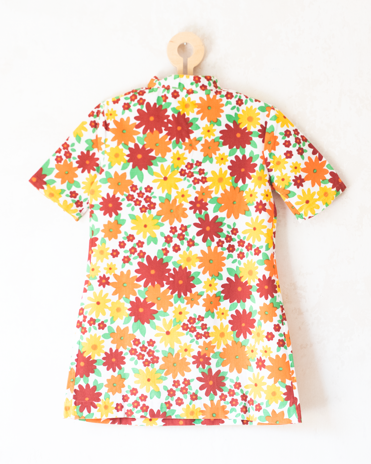 Floral dress in shades of orange from the 70s | 5-6 years
