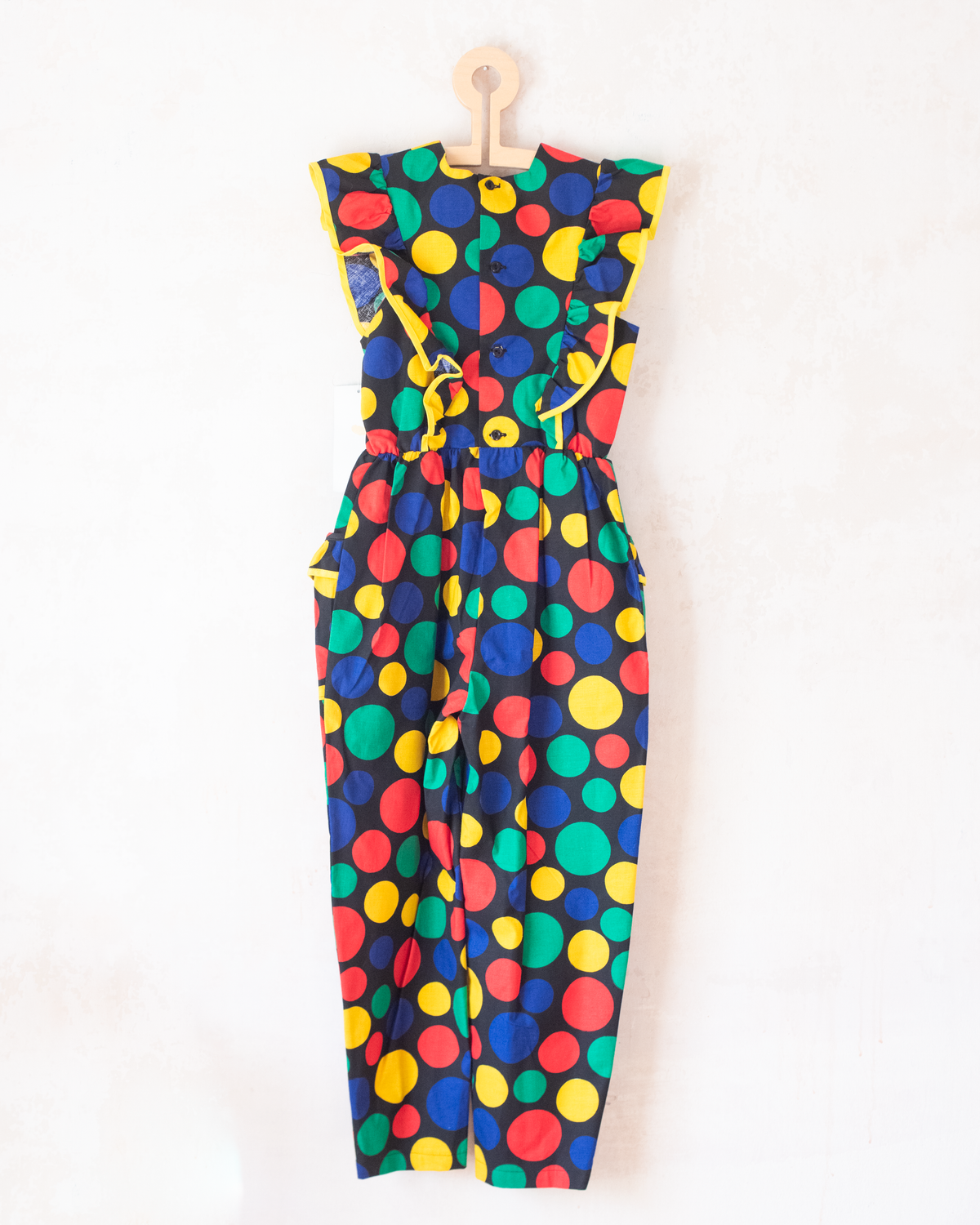 Colorful Polka Dot Overalls | French Dead Stock | 9-10 Years