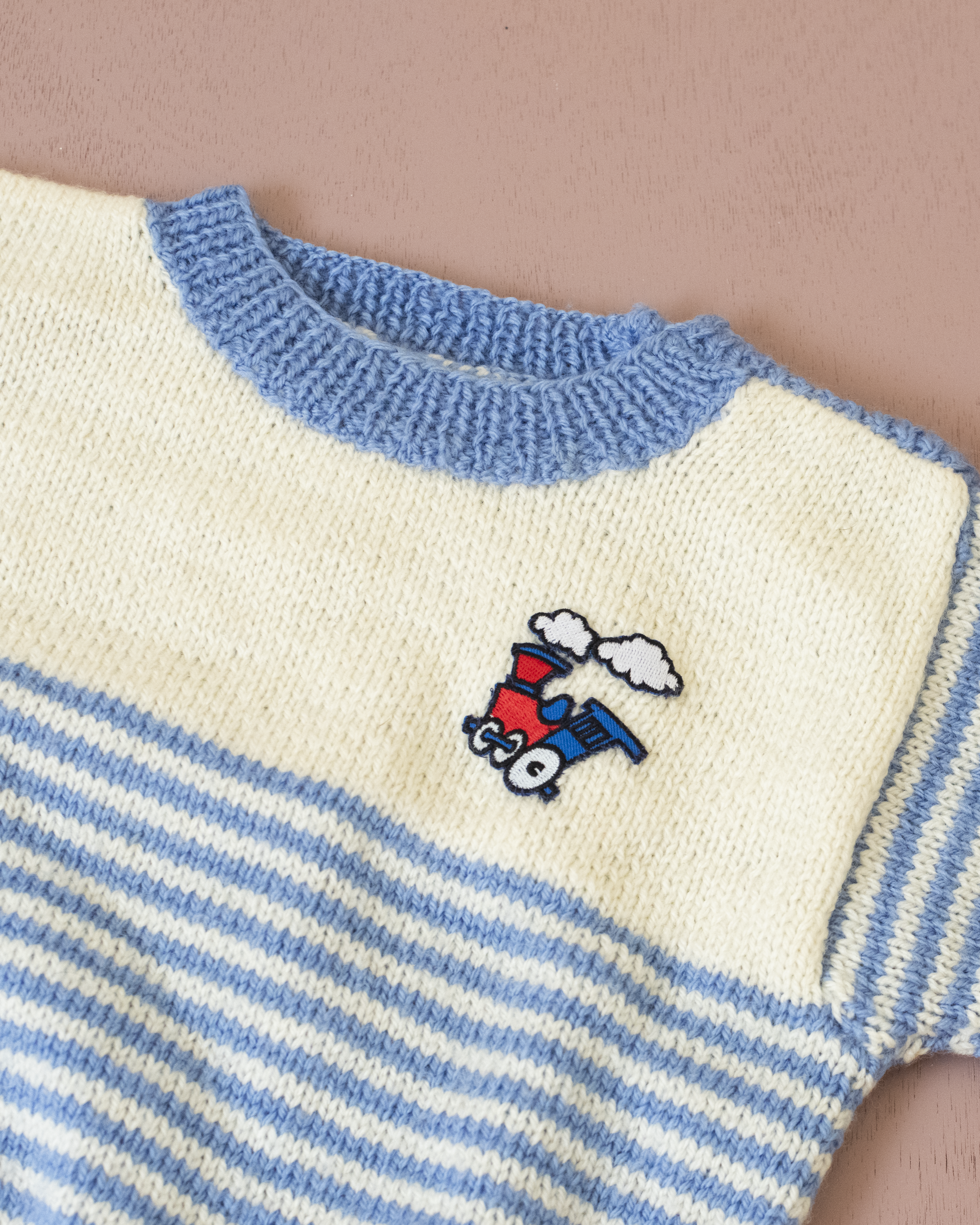 סוודר צמר עם פסים ורכבת | 3-4 שנים