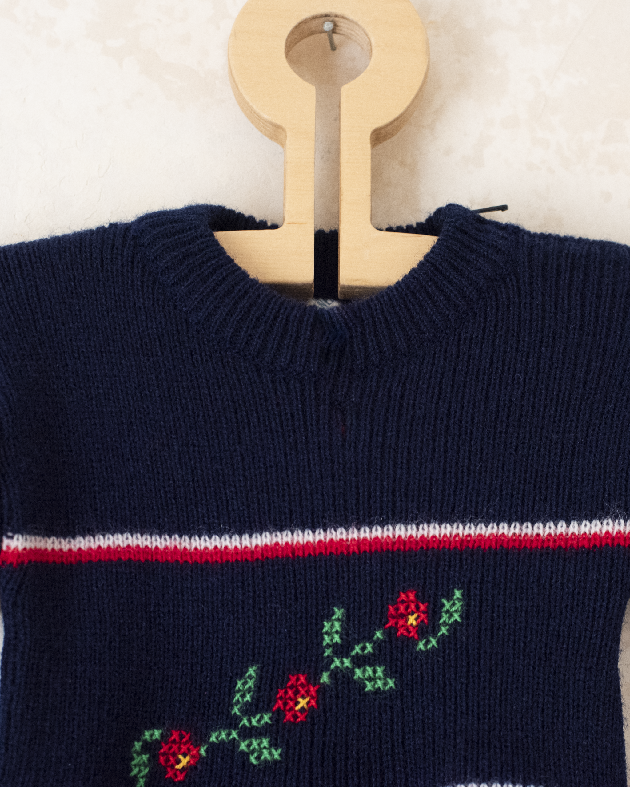 שמלת צמר כחולה עם פרחים | דד סטוק ספרדי | 12-18 חודשים