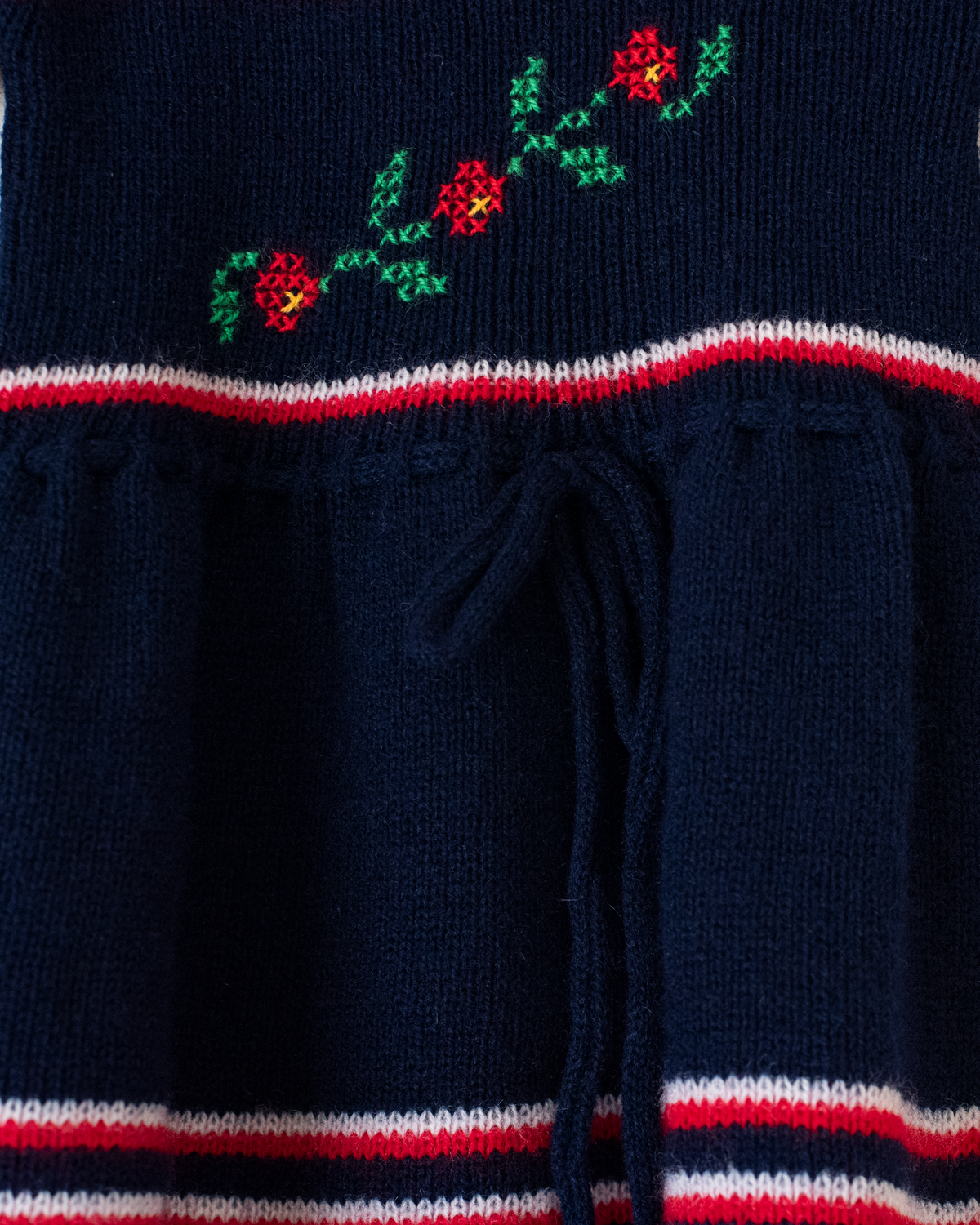 Blue wool dress with flowers | Spanish deadstock | 12-18 months