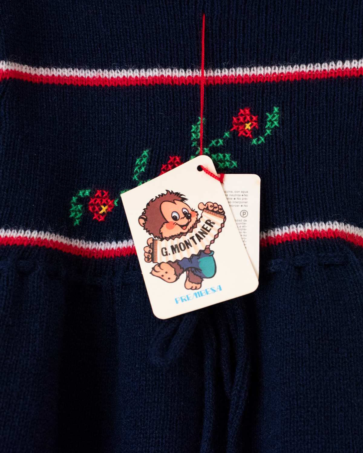 Blue wool dress with flowers | Spanish deadstock | 12-18 months