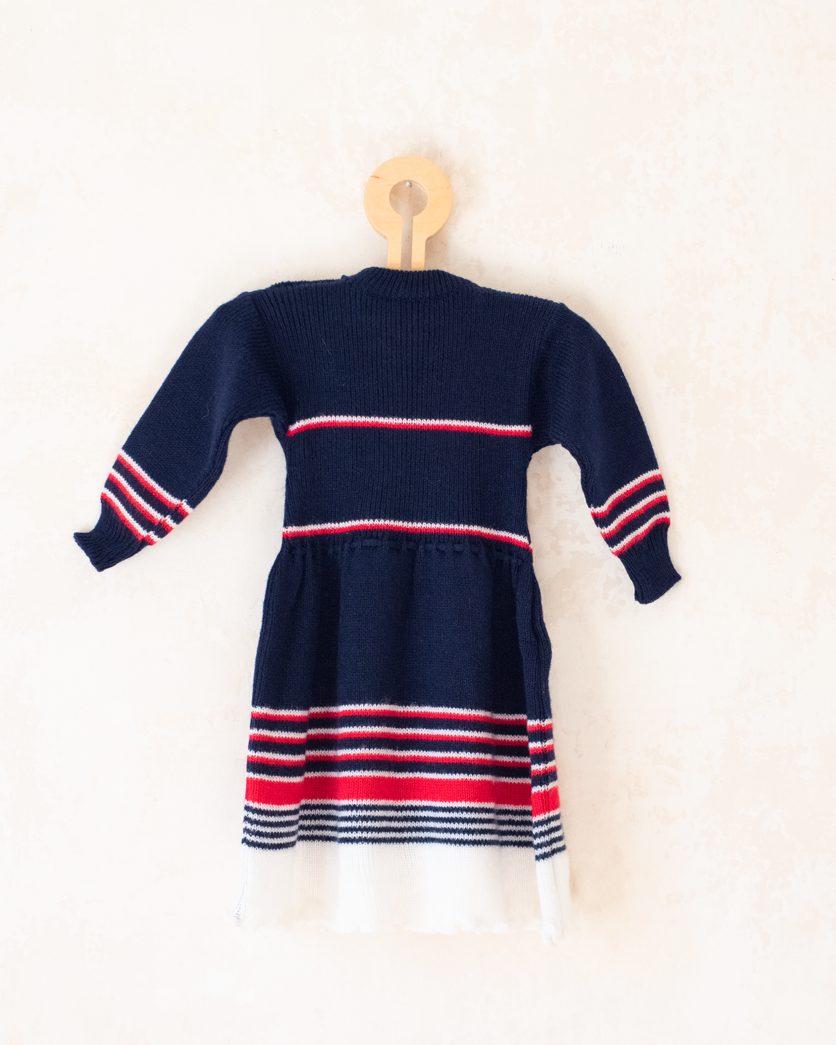Blue wool dress with flowers | Spanish deadstock | 12-18 months