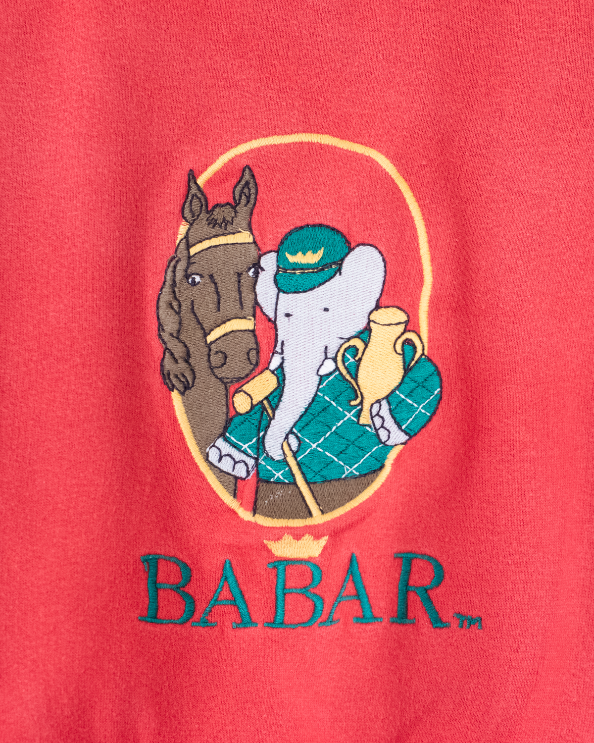 Red sweatshirt with Babar the King and horse embroidery | 3-4 years
