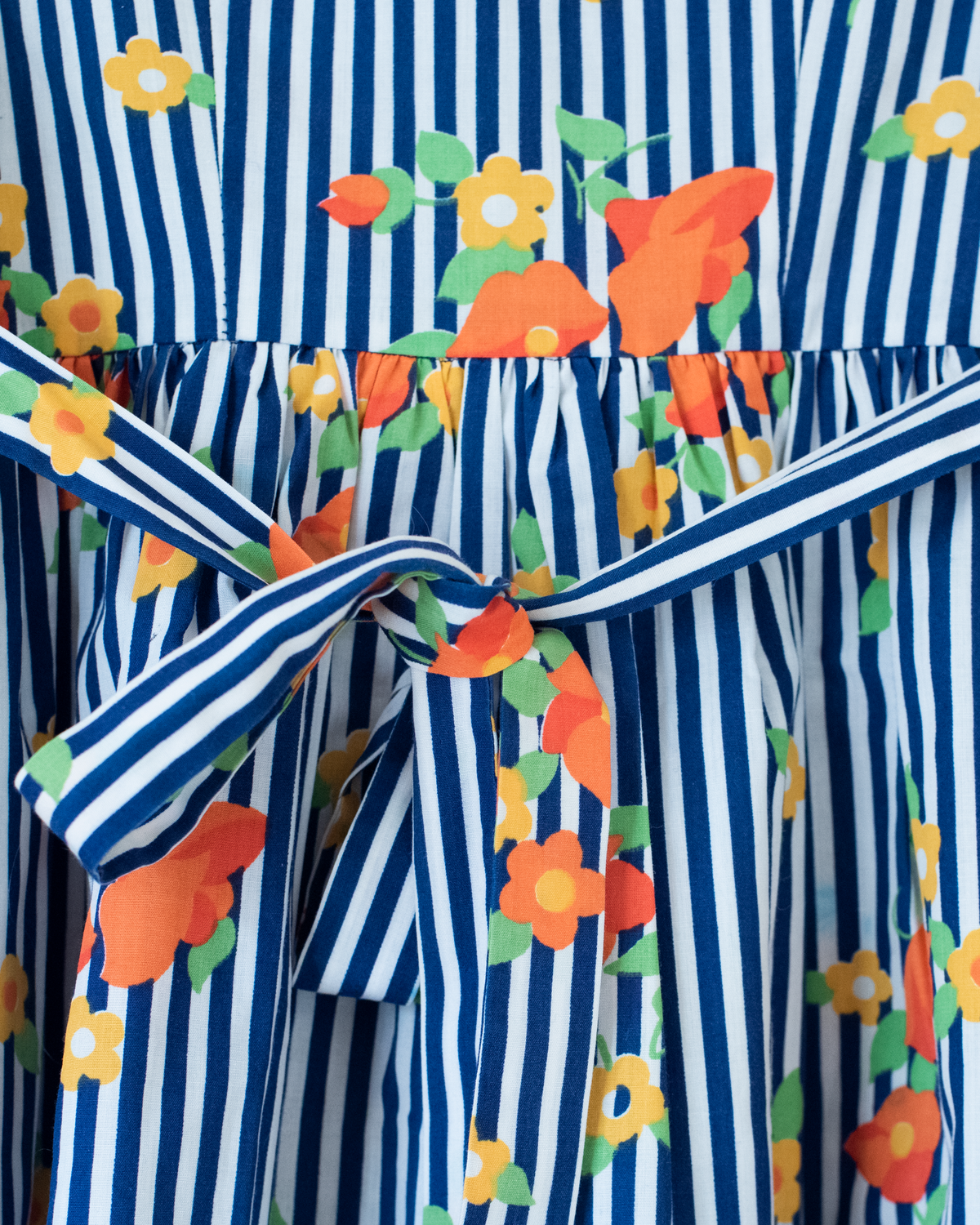 French dress with stripes and flowers from the Sixties | 5-6 years