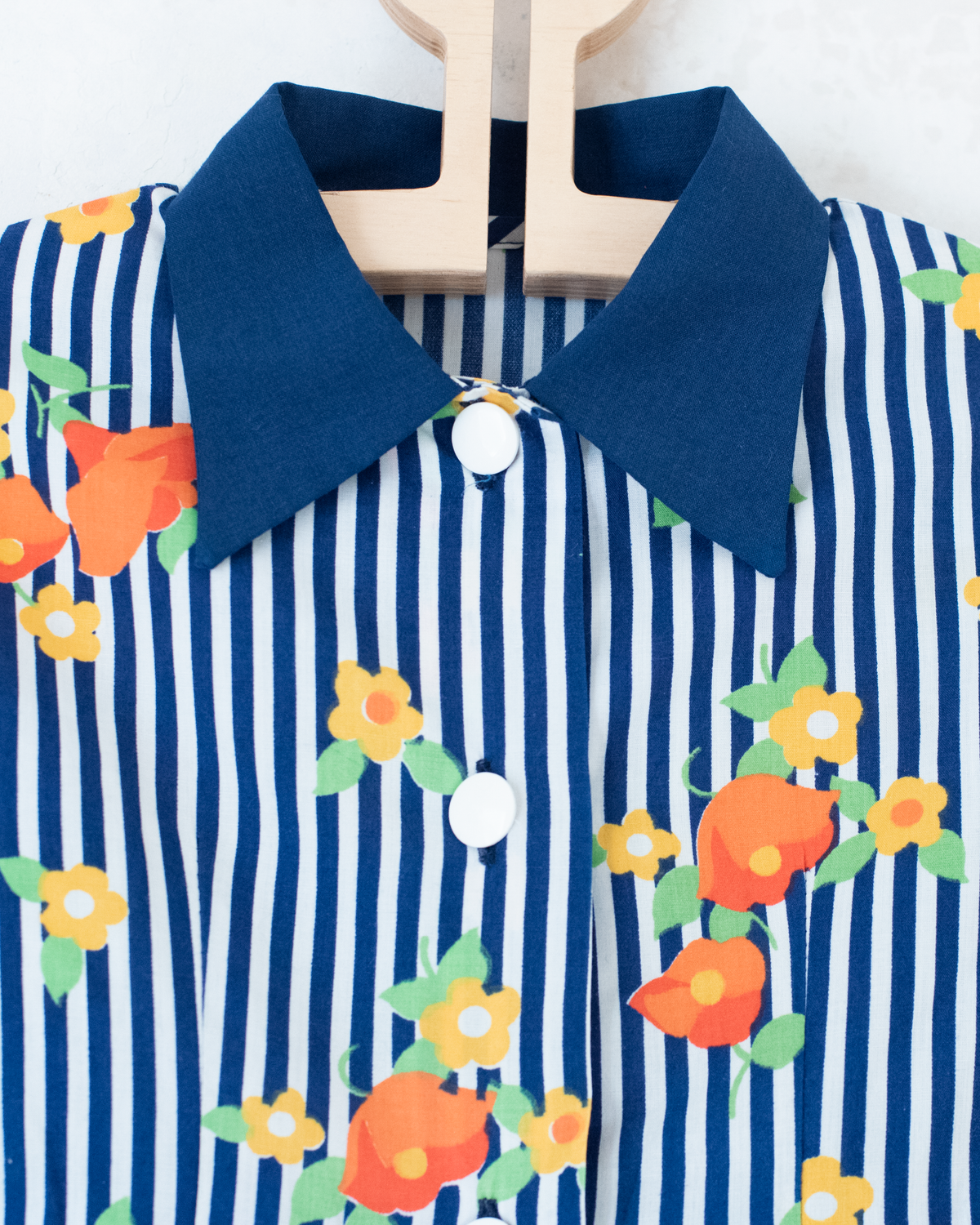 French dress with stripes and flowers from the Sixties | 5-6 years