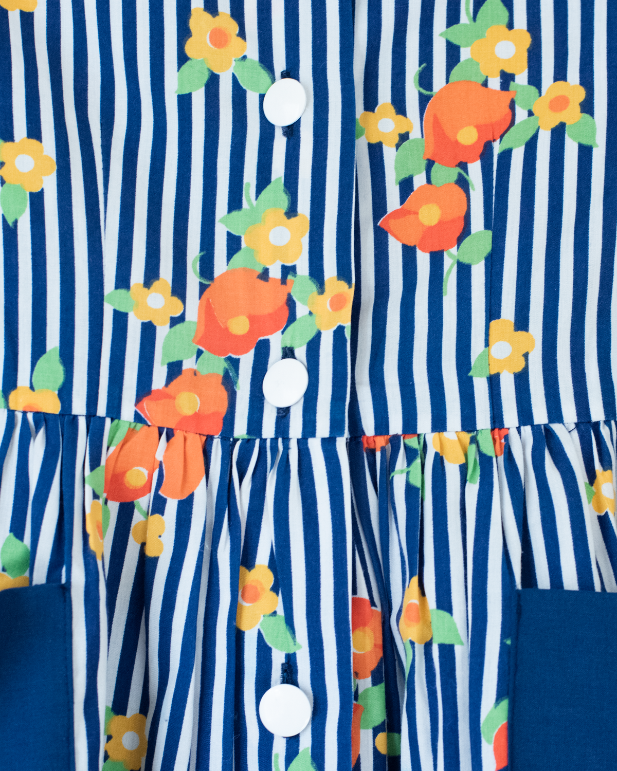 French dress with stripes and flowers from the Sixties | 5-6 years