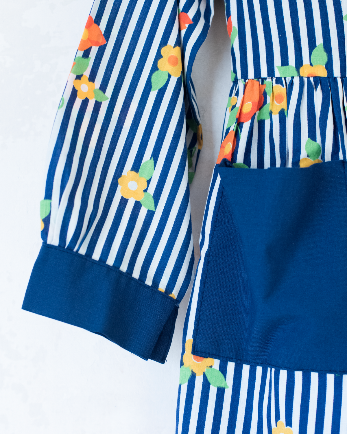 French dress with stripes and flowers from the Sixties | 5-6 years