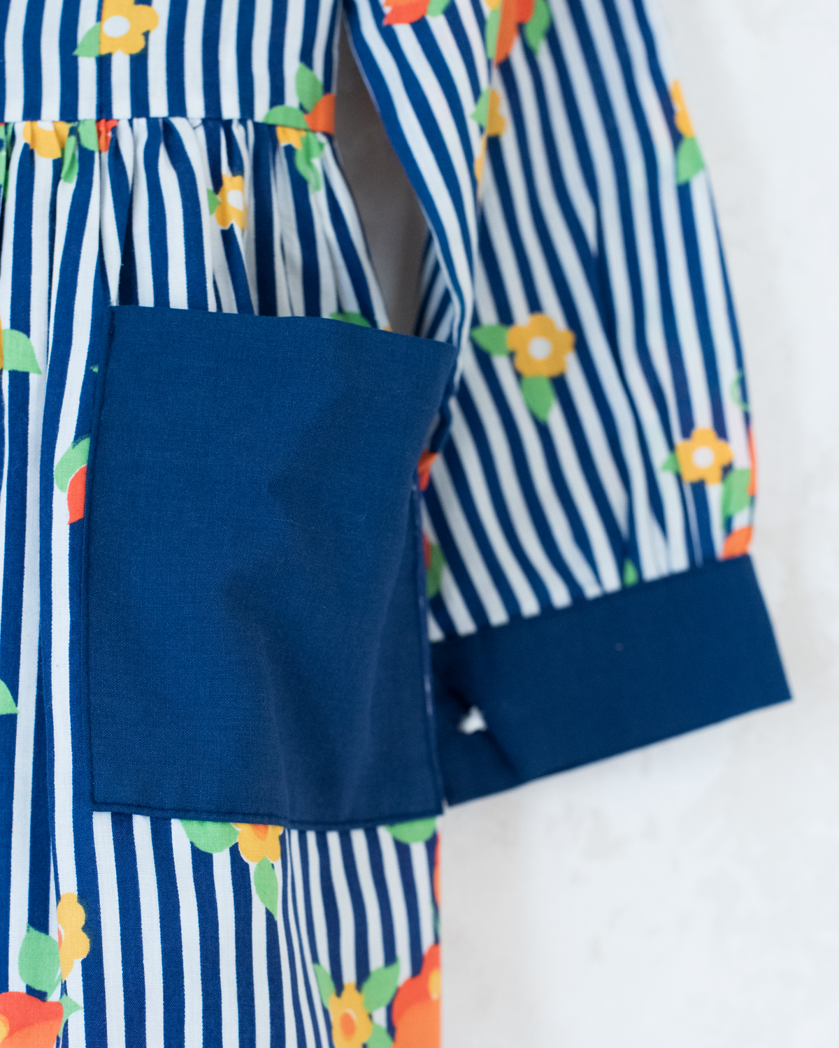 French dress with stripes and flowers from the Sixties | 5-6 years
