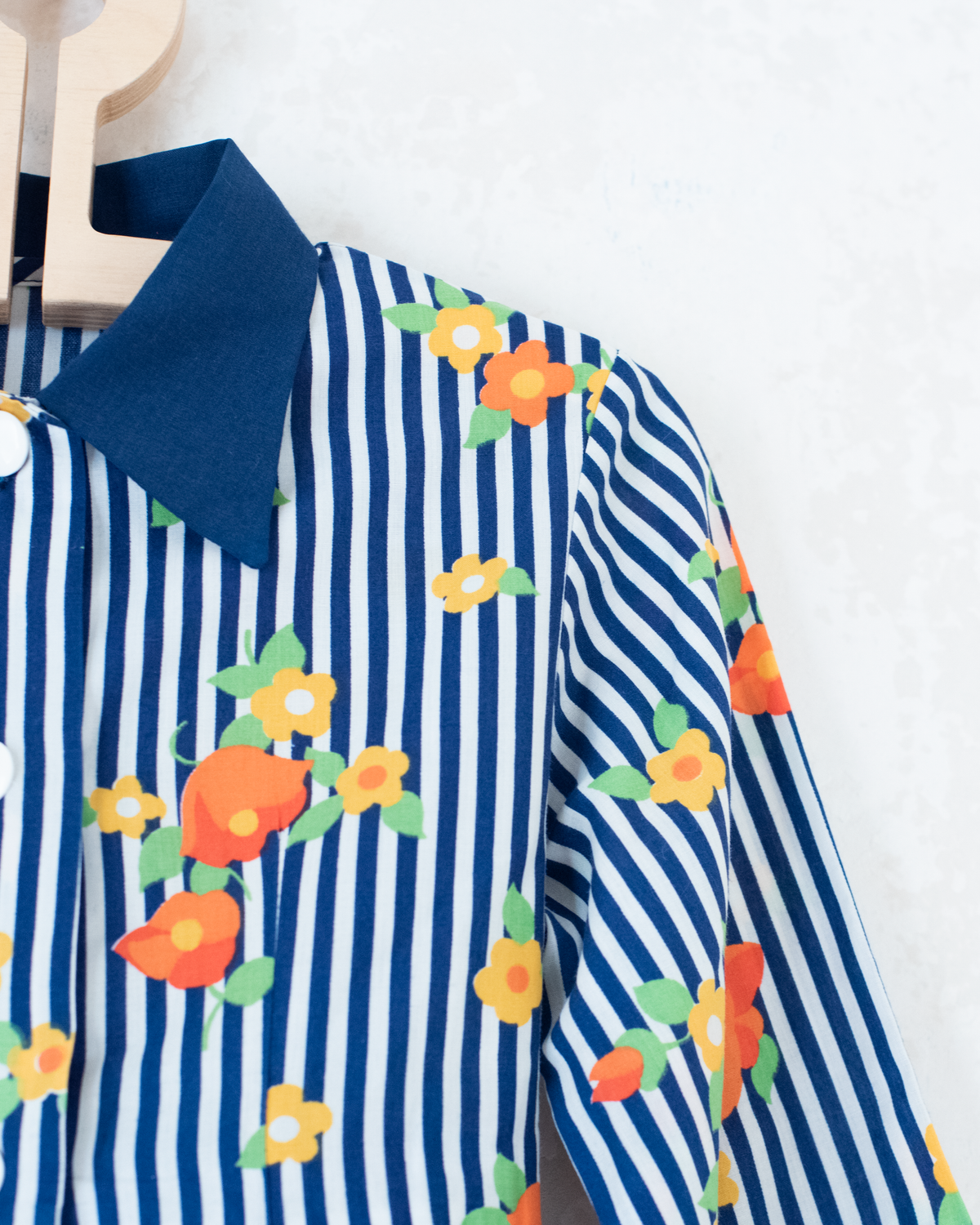 French dress with stripes and flowers from the Sixties | 5-6 years