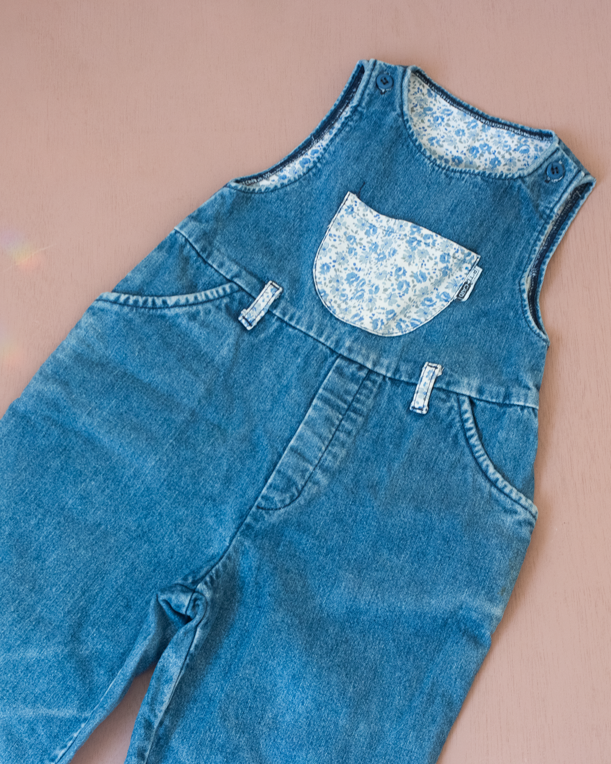 Denim overalls with floral pocket | 4-5 years
