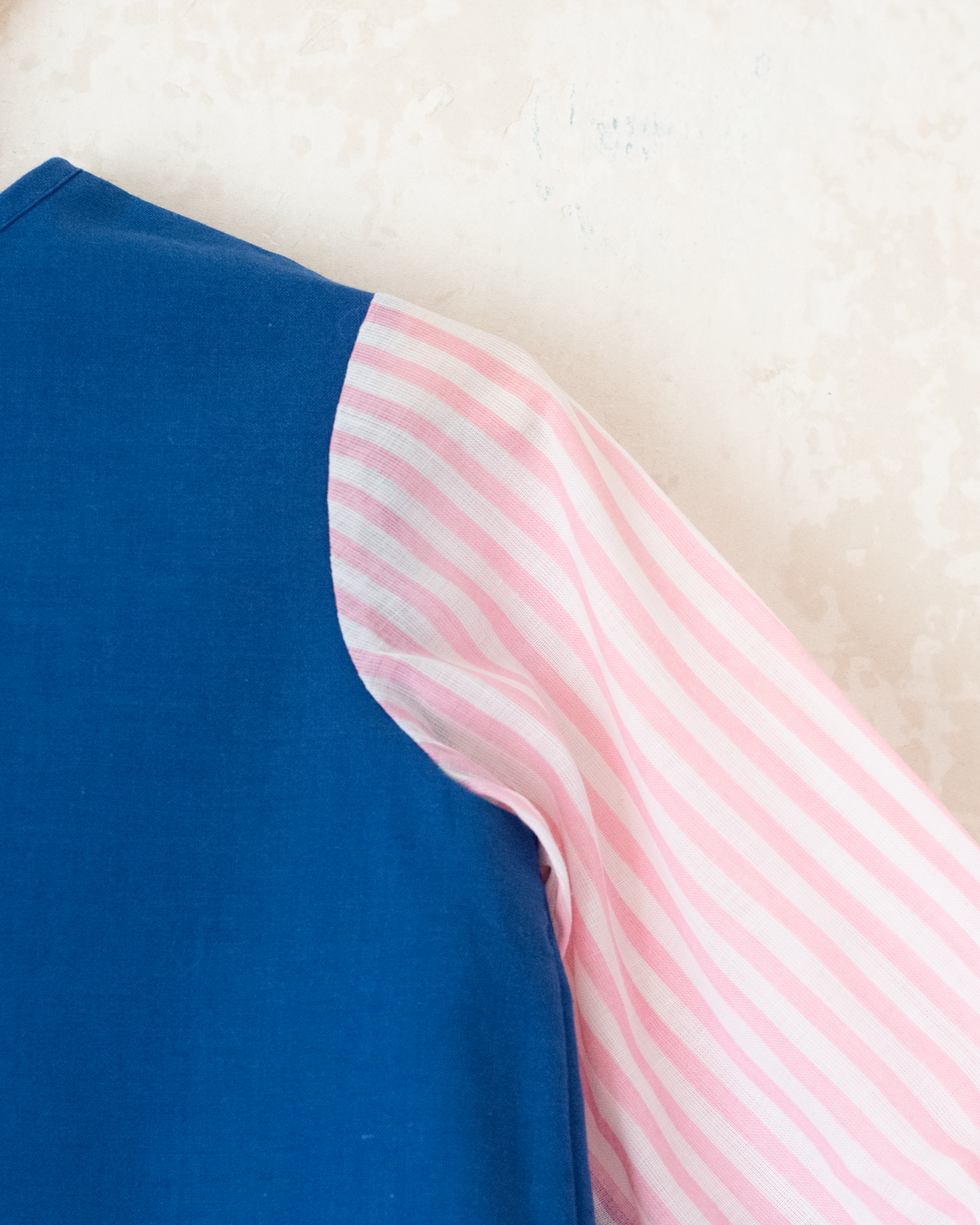 Blue striped shirt with a flower in the pocket | French deadstock | 12-18 months