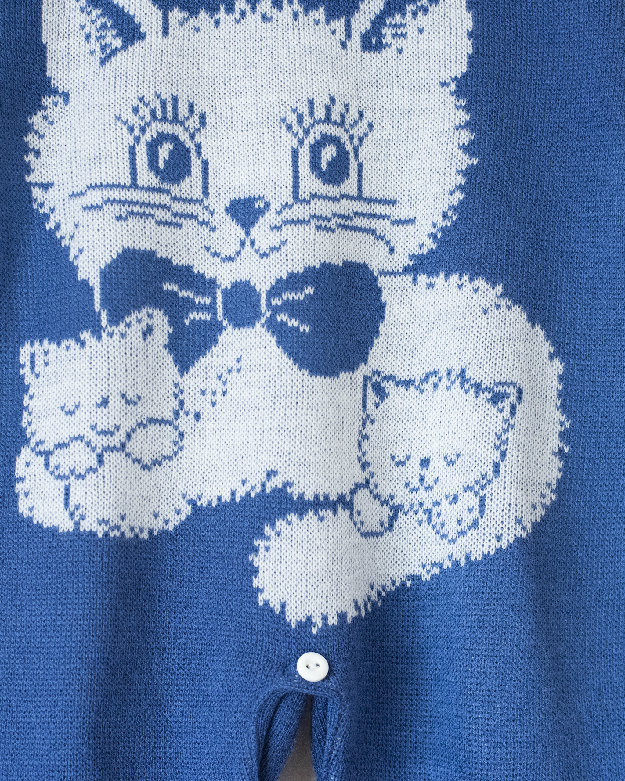 אוברול סרוג כחול עם חתולים | דד סטוק ספרדי | 3-6 חודשים