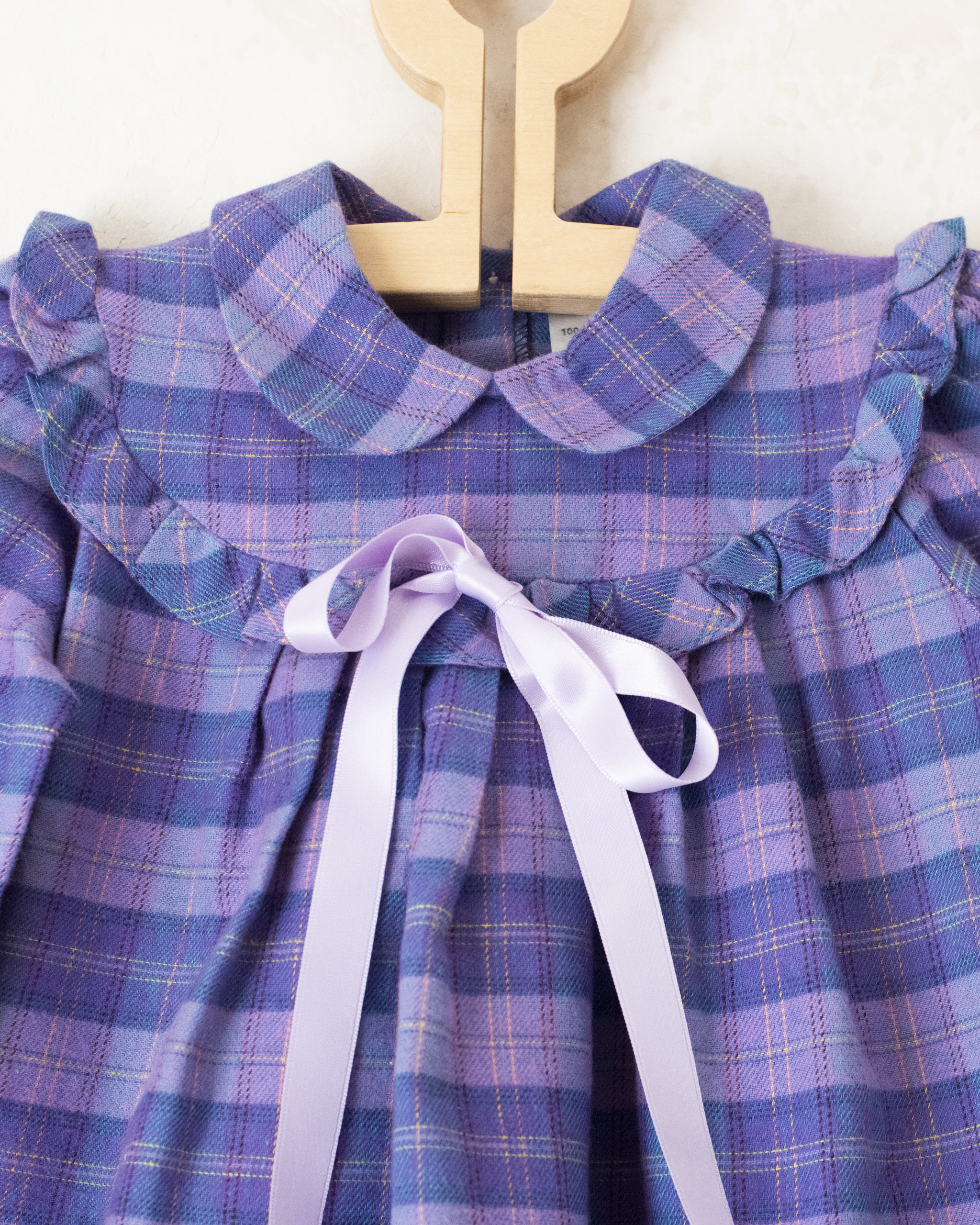 שמלה סגולה משובצת | דד סטוק צרפתי | 9-12 חודשים