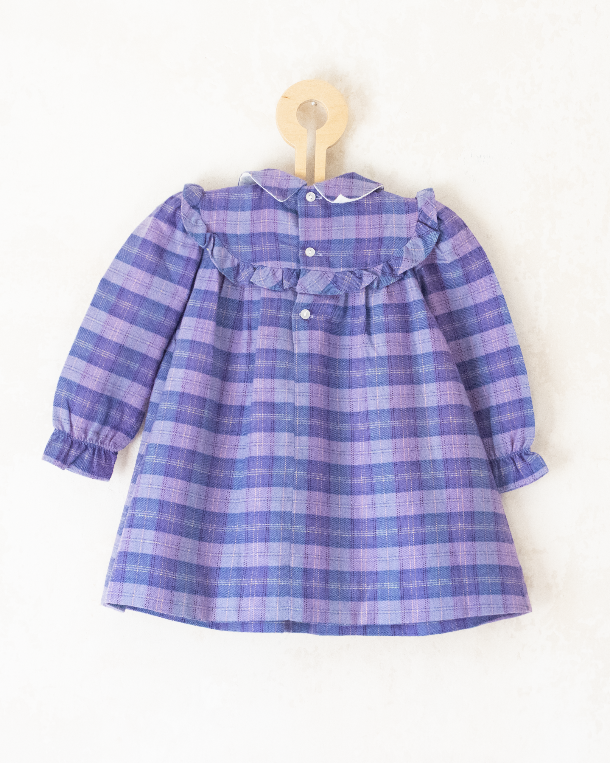 שמלה סגולה משובצת | דד סטוק צרפתי | 9-12 חודשים