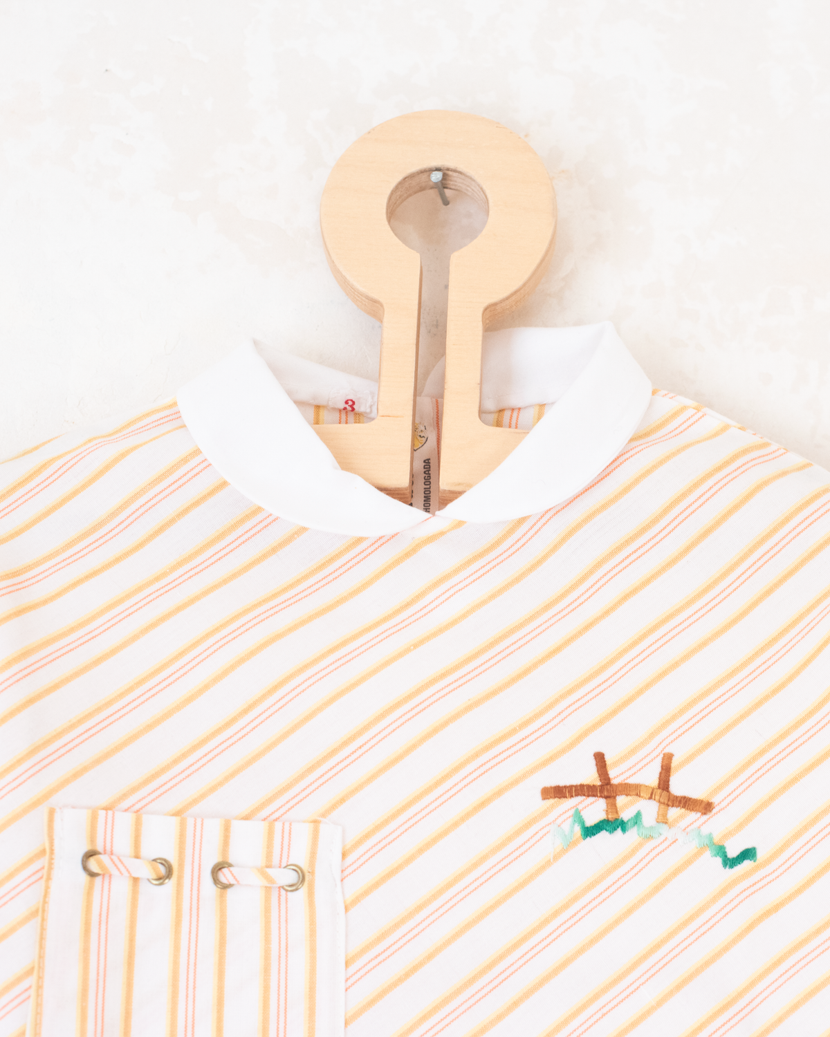 Striped and embroidered bunny shirt | French deadstock from the 70s | 3-4 years