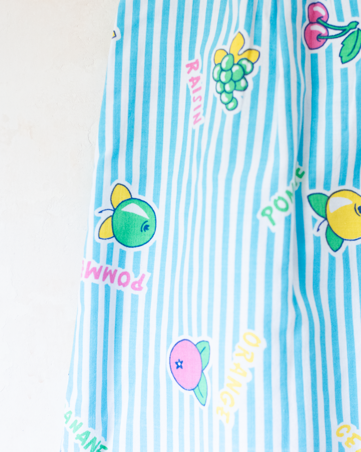 Striped and summer fruit dress | French deadstock | 12-18 months