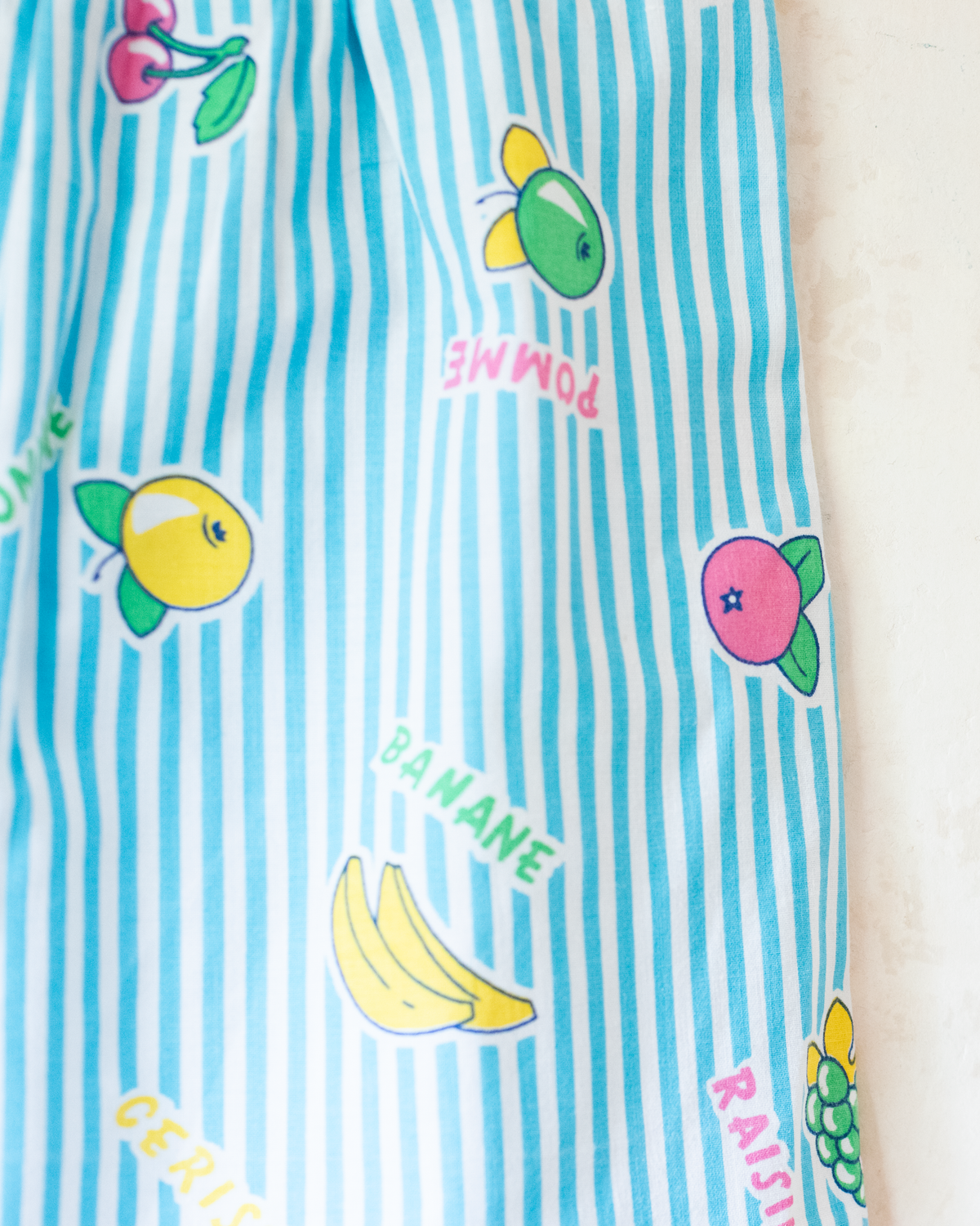 Striped and summer fruit dress | French deadstock | 12-18 months
