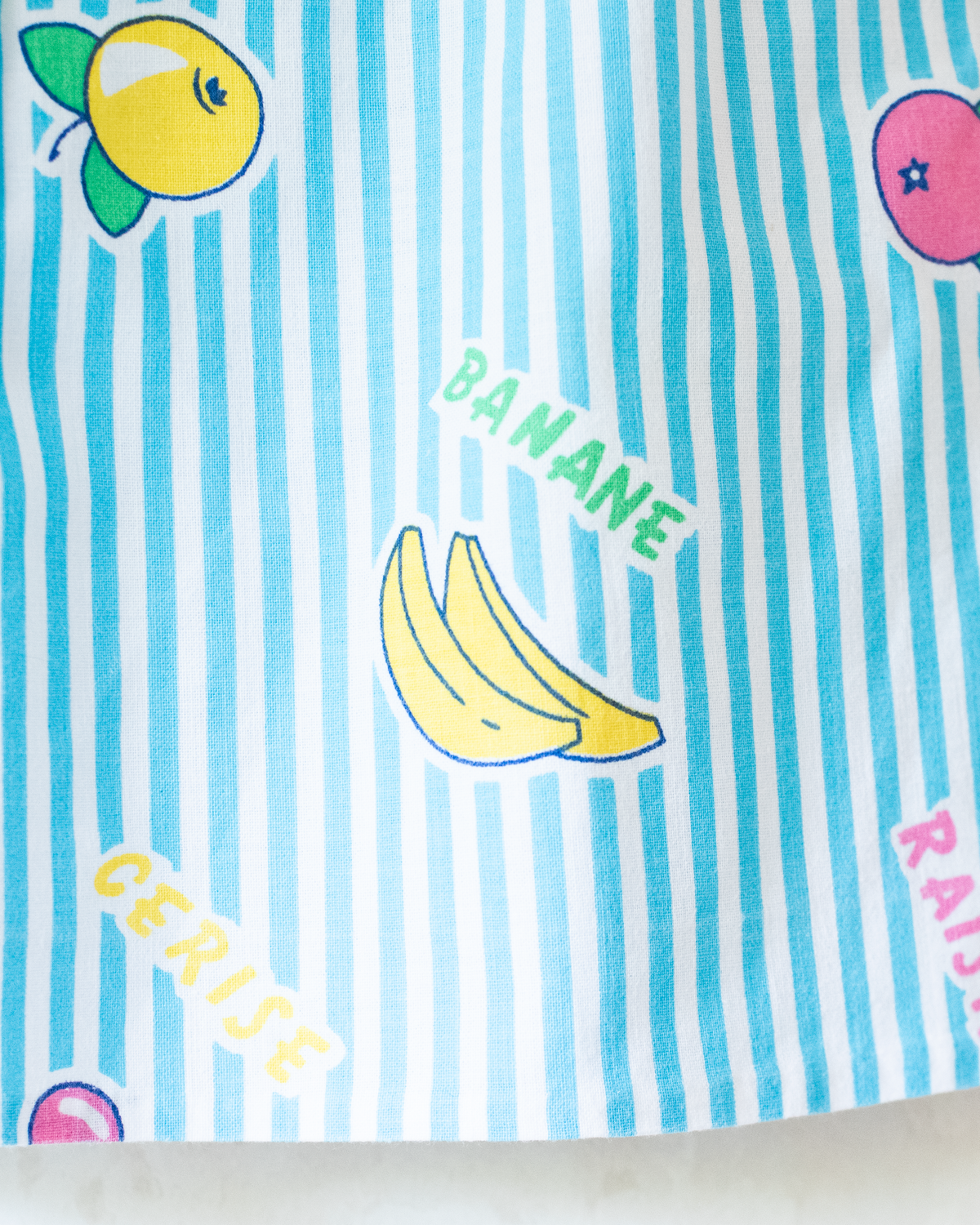 Striped and summer fruit dress | French deadstock | 12-18 months