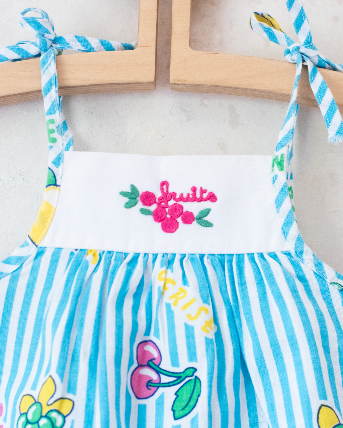 Striped and summer fruit dress | French deadstock | 12-18 months