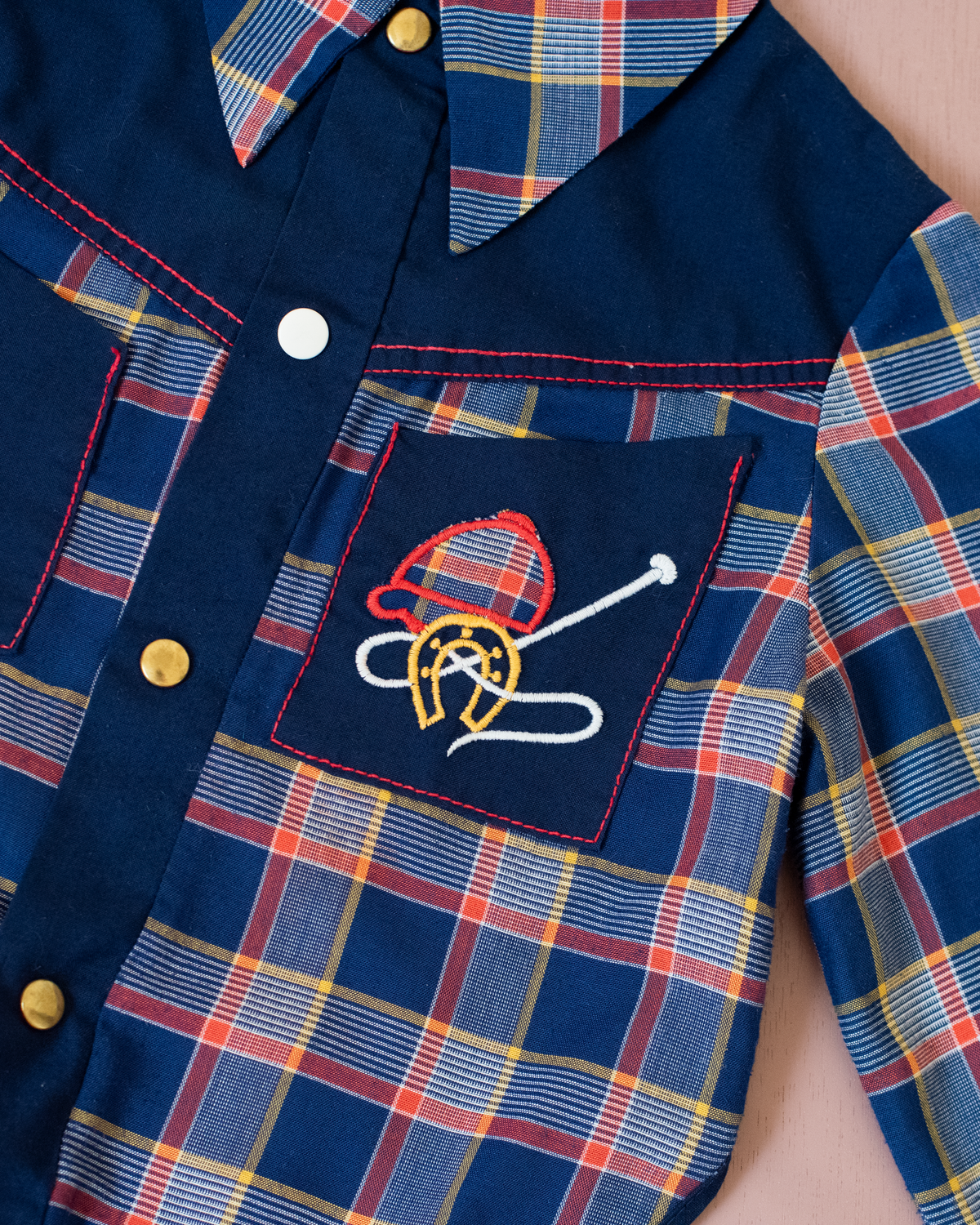 Checked shirt with rider embroidery | 2-3 years